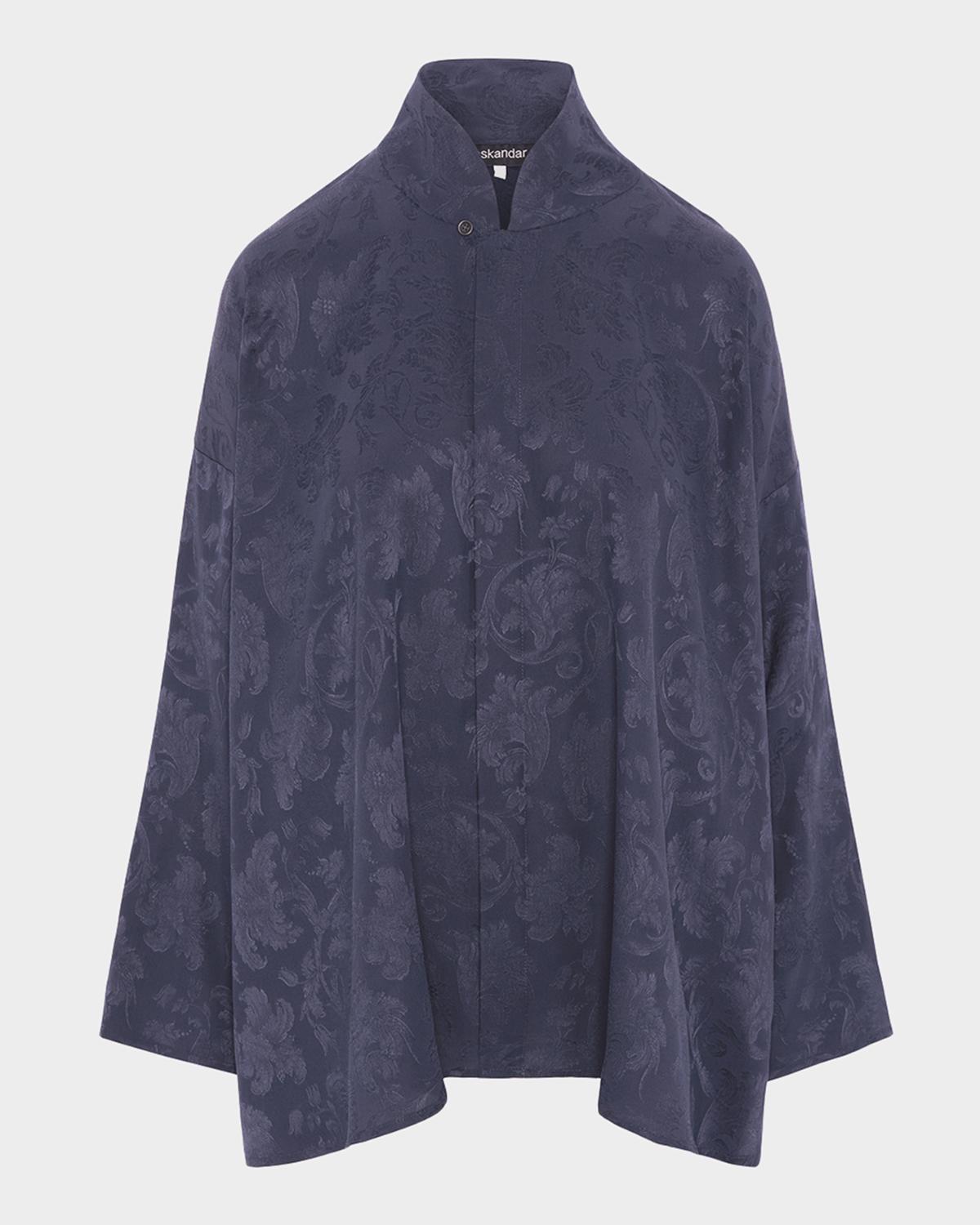 Eskandar A-Line Silk Floral Jacquard Jacket
