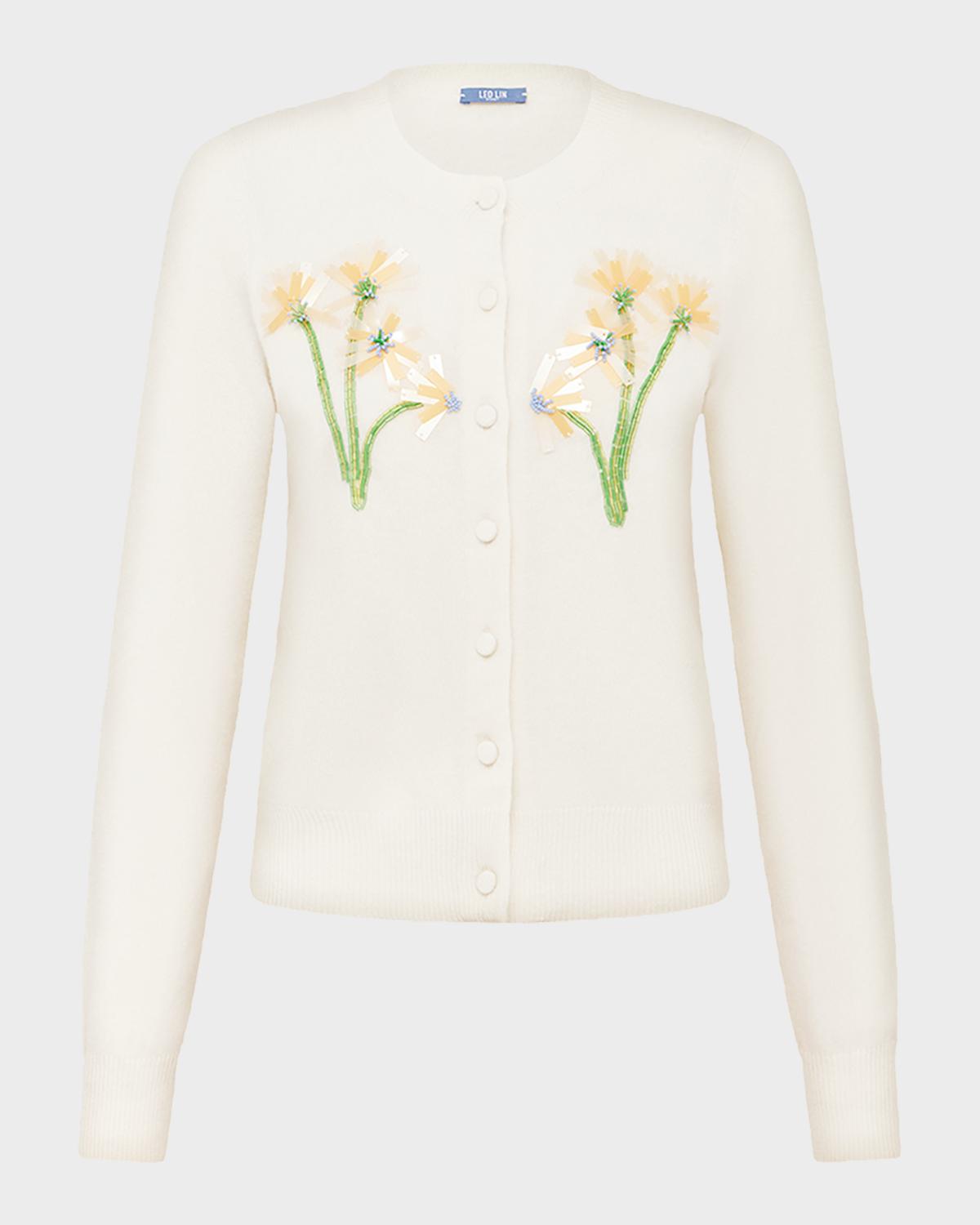 LEO LIN Claire Floral Beaded Cardigan