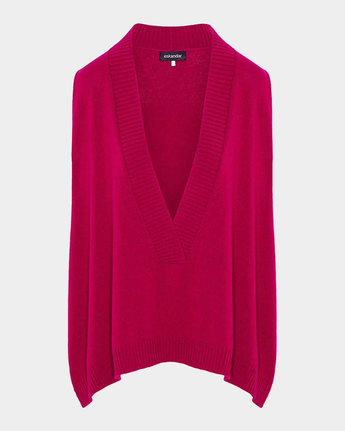 Eskandar Cashmere A-Line Sleeveless Deep V-Neck Sweater