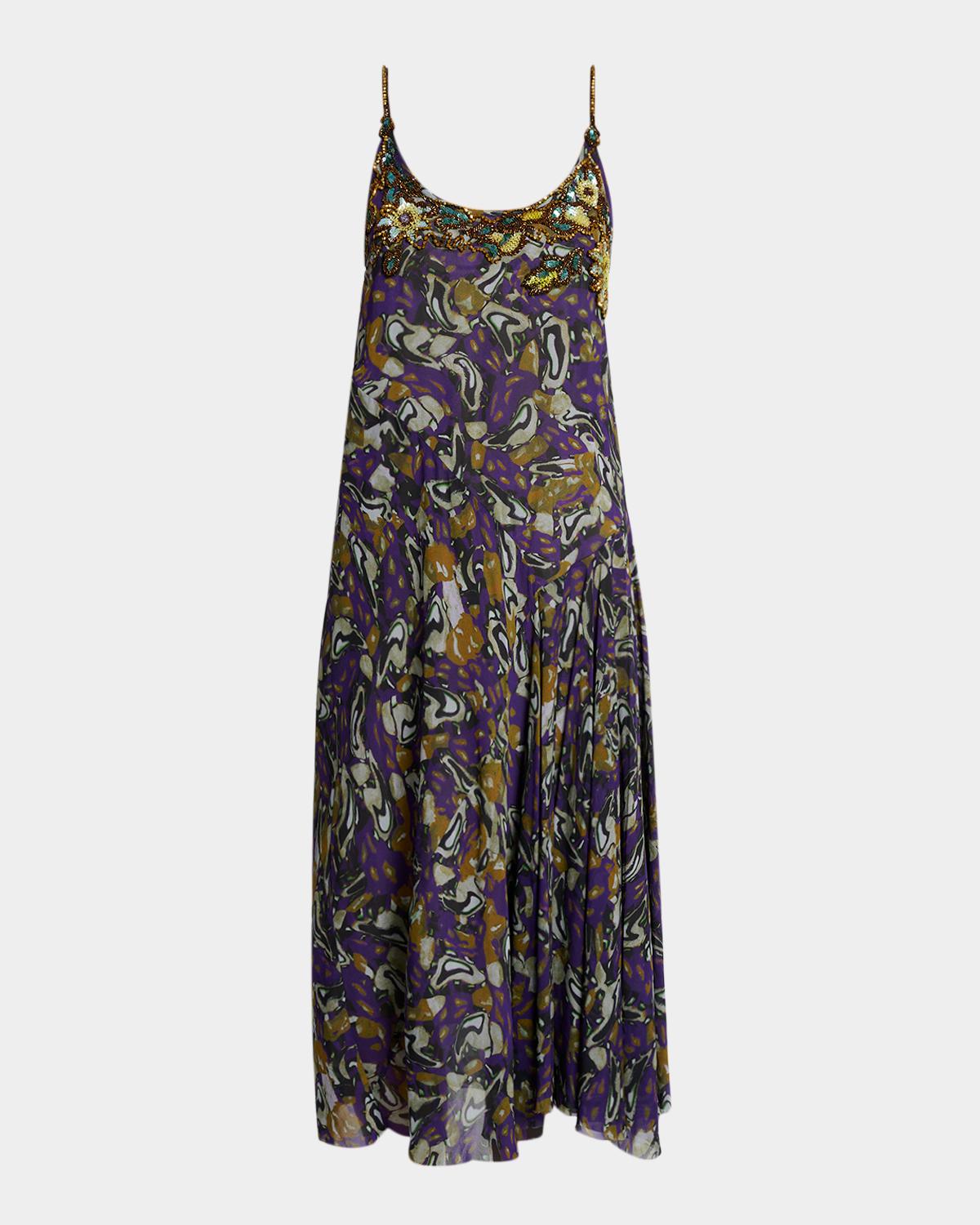 Dries Van Noten Dibelle Embellished Paneled Midi Slip Dress