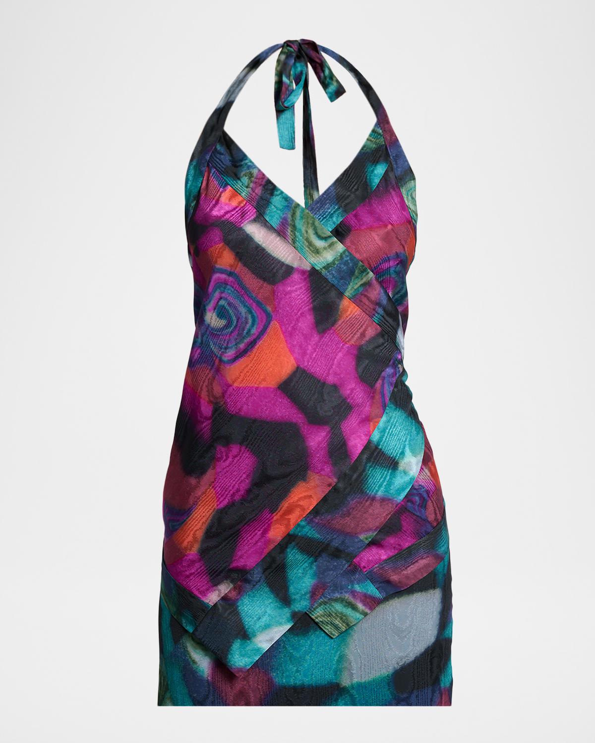 Dries Van Noten Halter Marble-Print Top