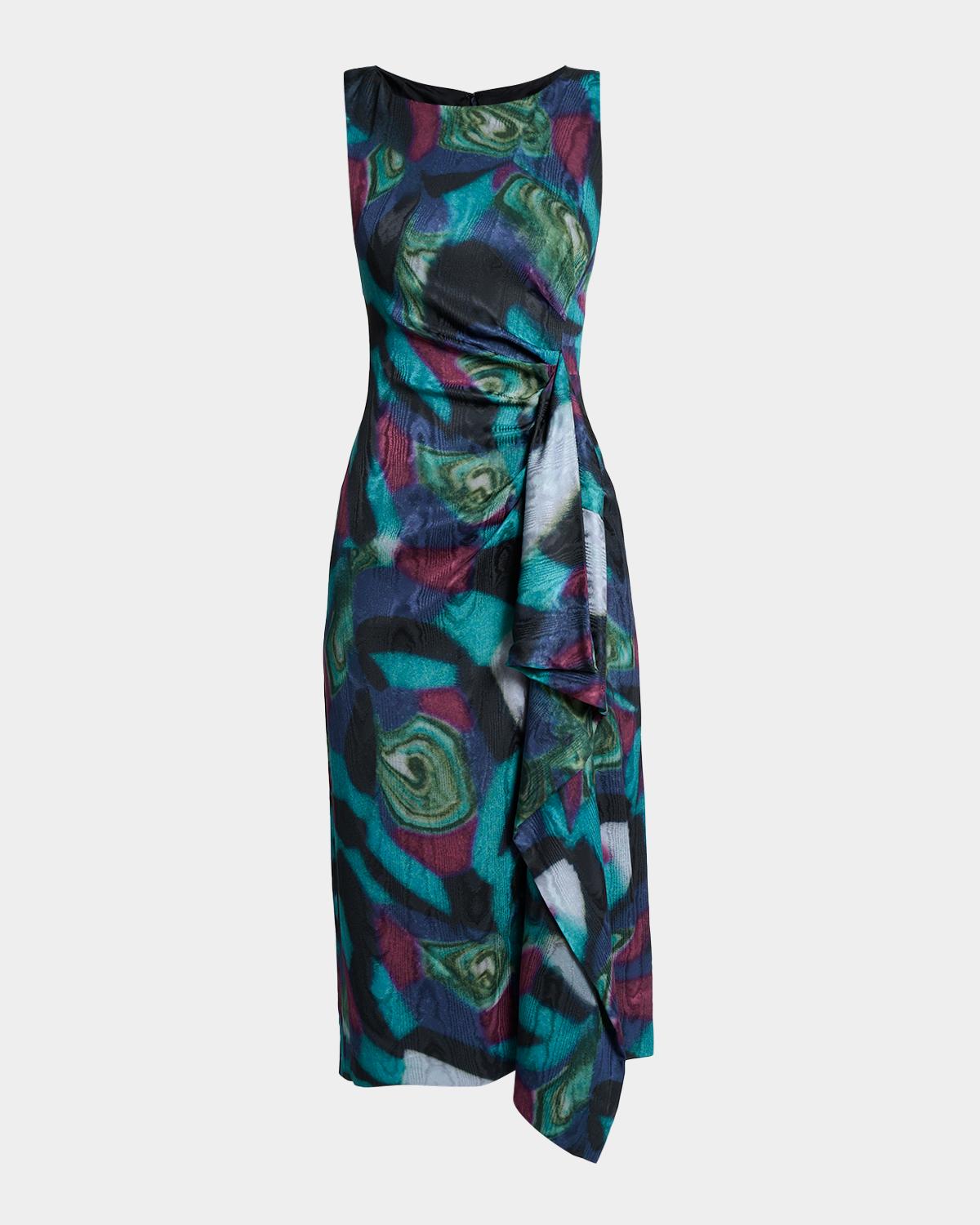 Dries Van Noten Dropps Sleeveless Ruched Ruffle Midi Dress