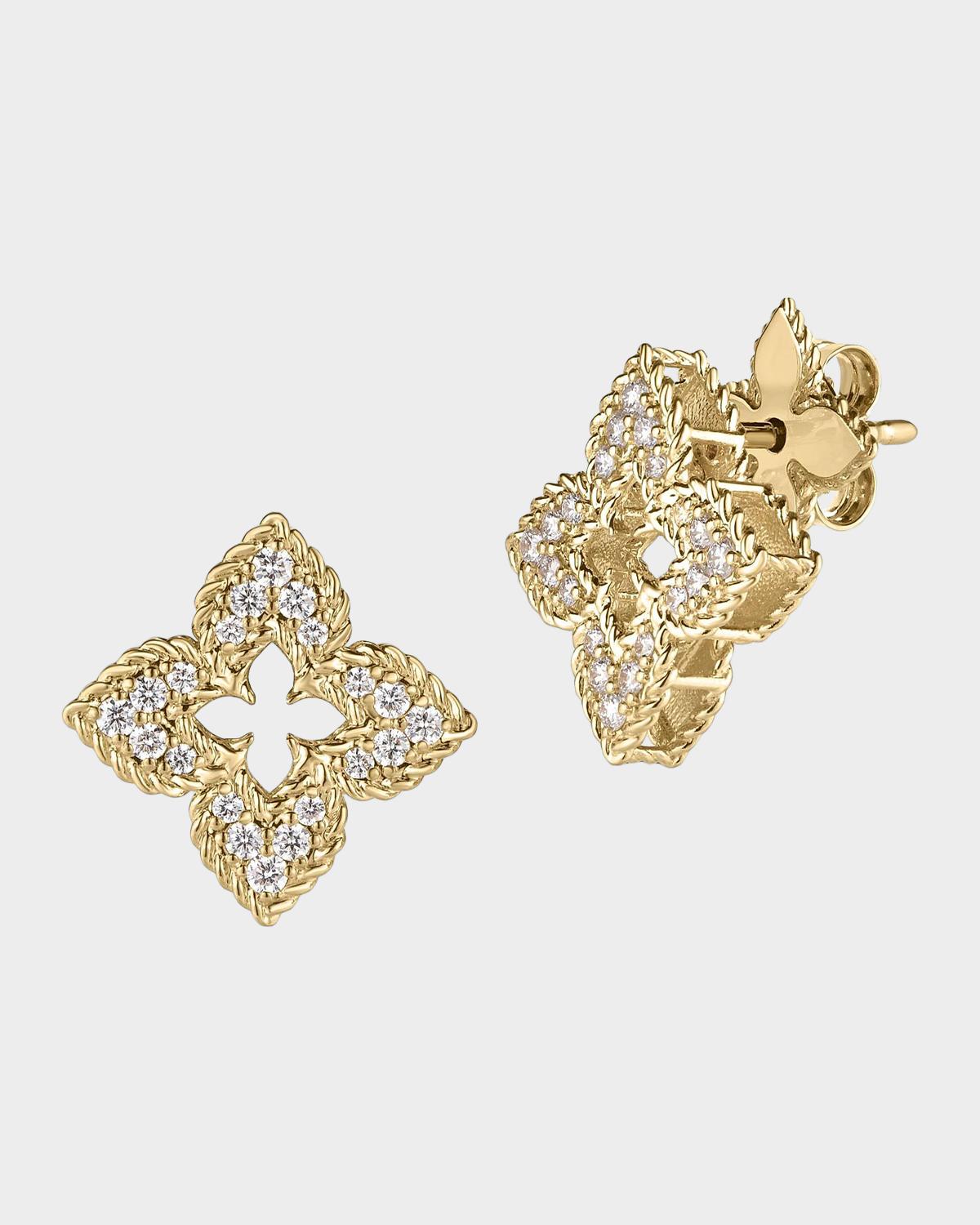 Venetian 18K Yellow Gold & Pave Diamond Stud Earrings