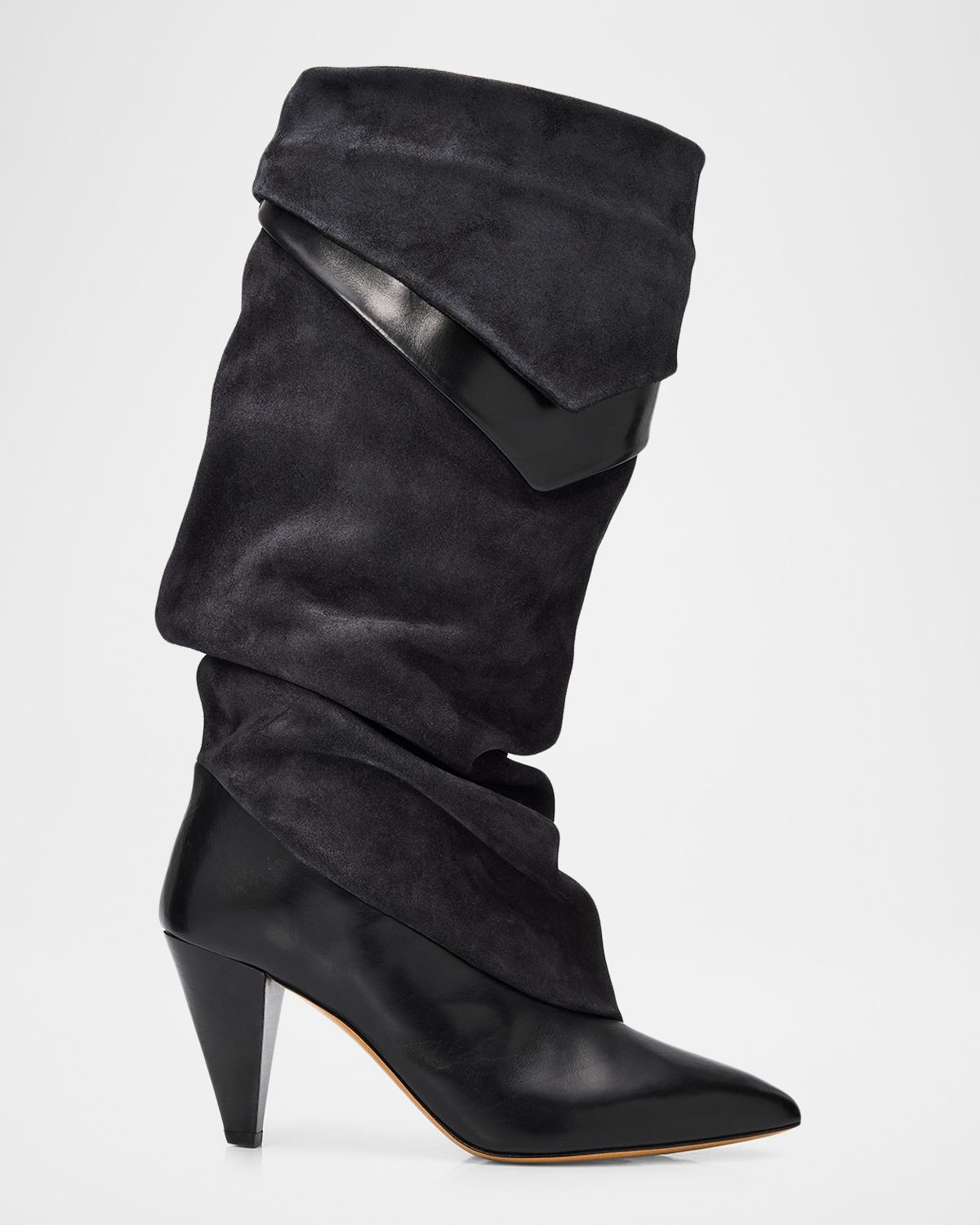 Isabel Marant Lezra Mixed Leather Scrunched Boots