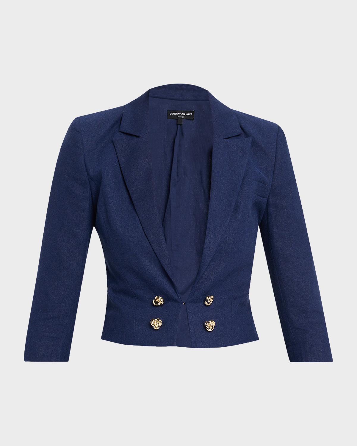 Generation Love Emmeline Cropped Linen Blazer