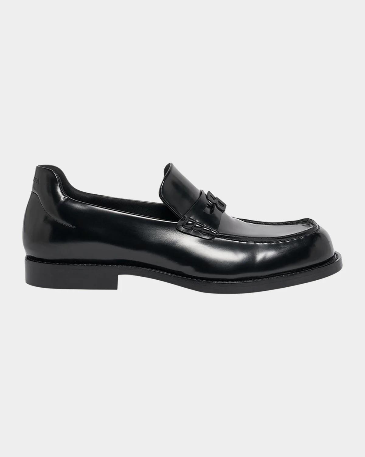 Balenciaga Men's Comfy B-Logo Calfskin Penny Loafers