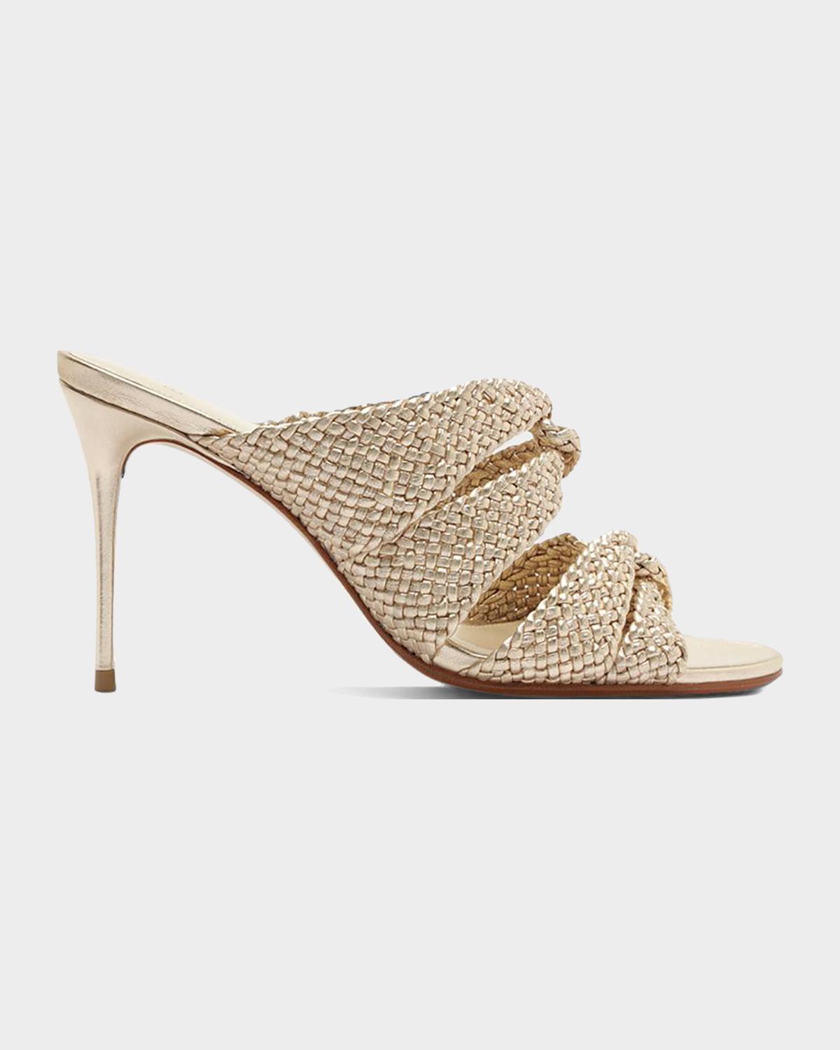 Alexandre Birman 85mm Sabrina Metallic Open-Toe Mules