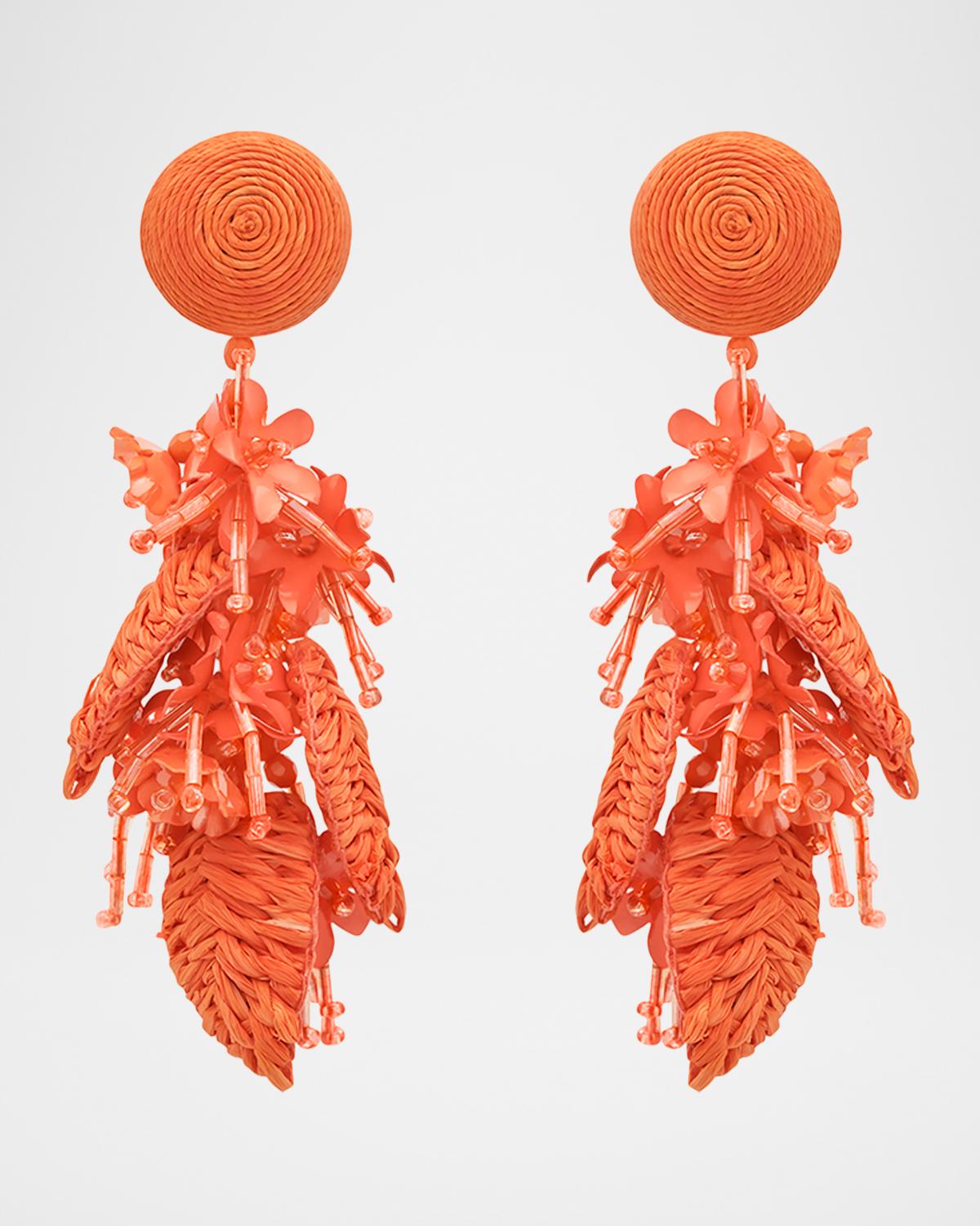 Raffia Tassel Bouquet Clip-On Earrings