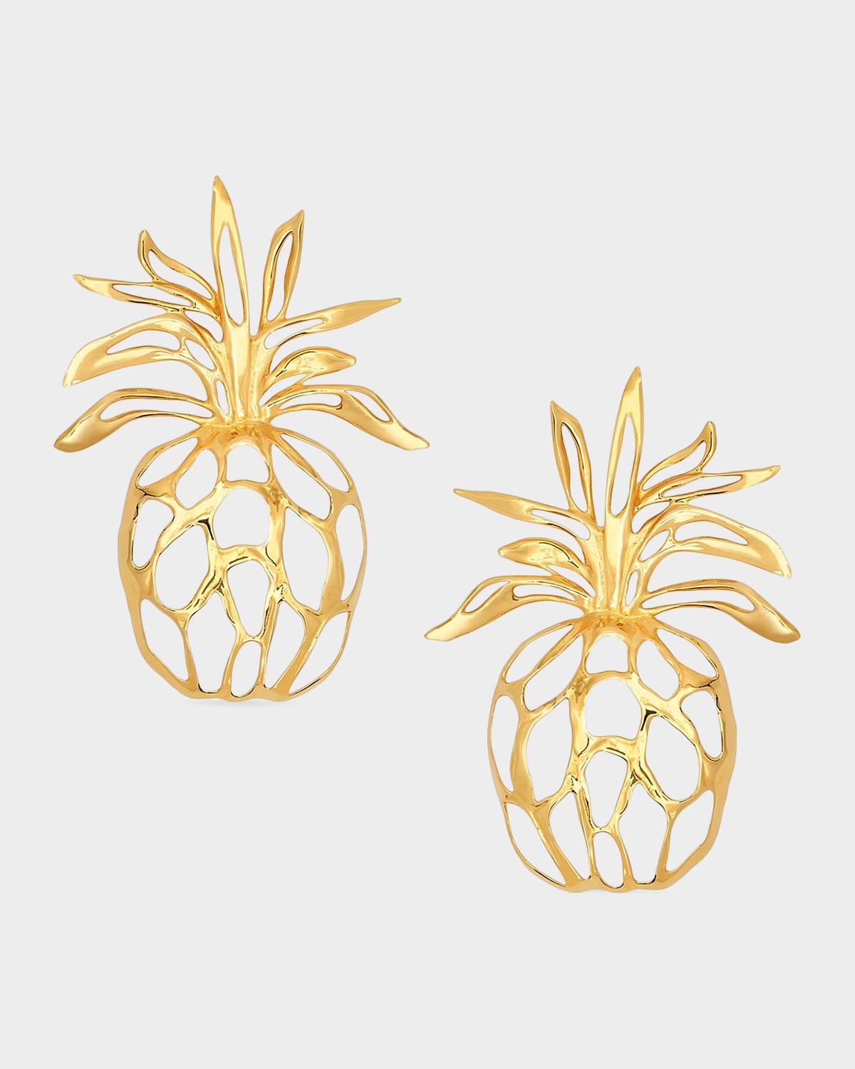 24K-Gold-Plated Pineapple Drop Earrings