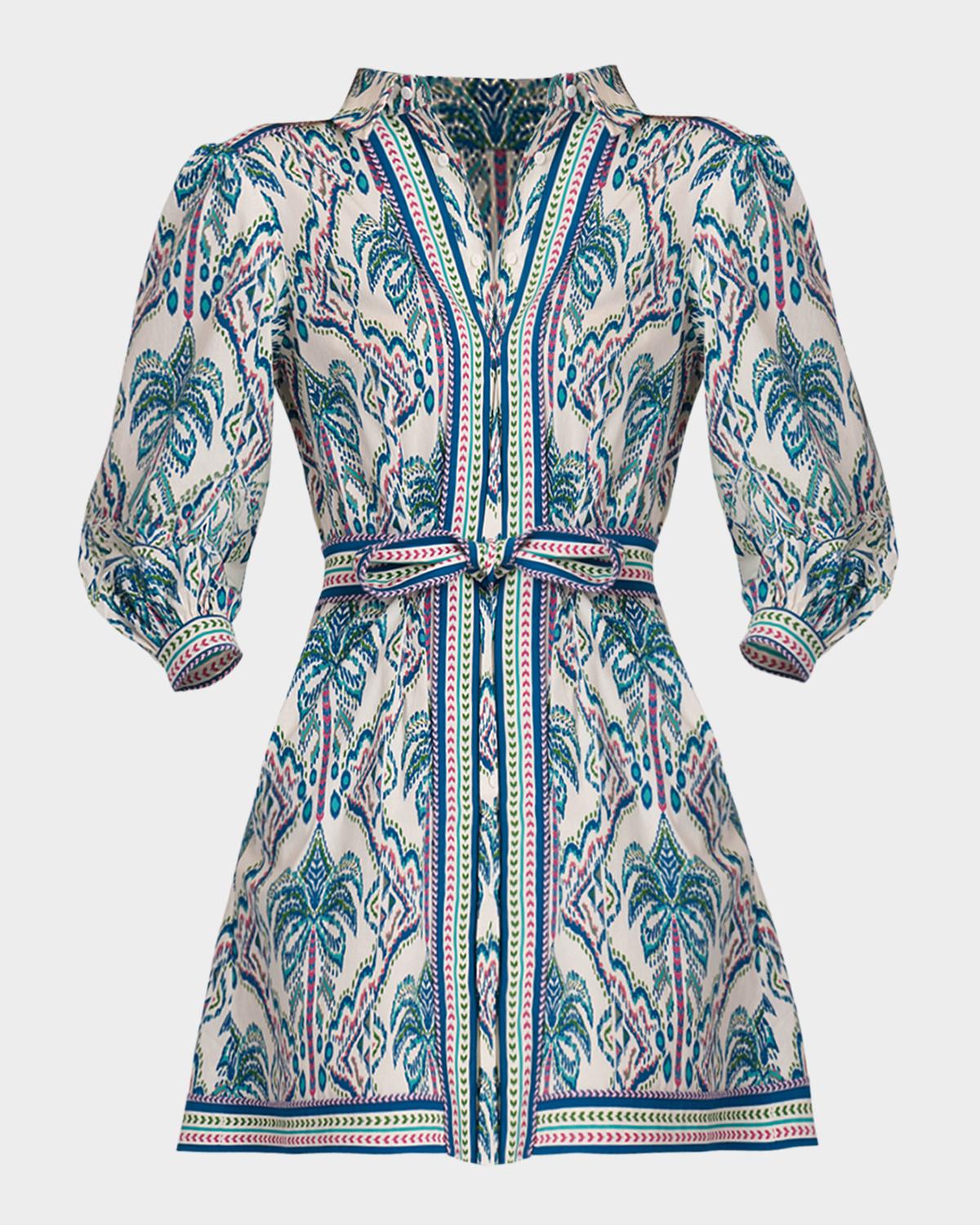 Shoshanna Vesey Floral Tapestry-Print Stretch-Cotton Mini Shirtdress