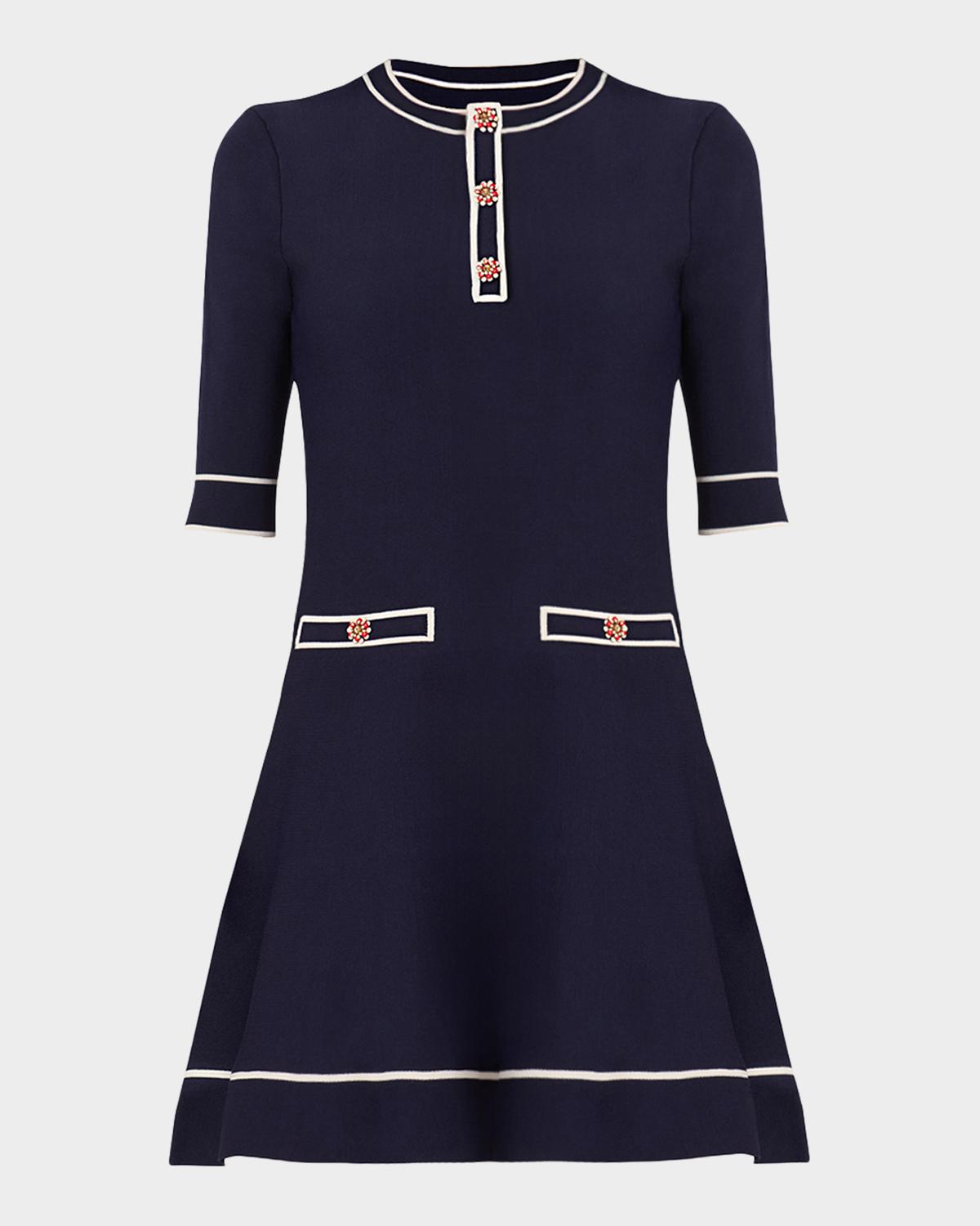 Shoshanna Weston Contrast-Trim Knit Mini Dress