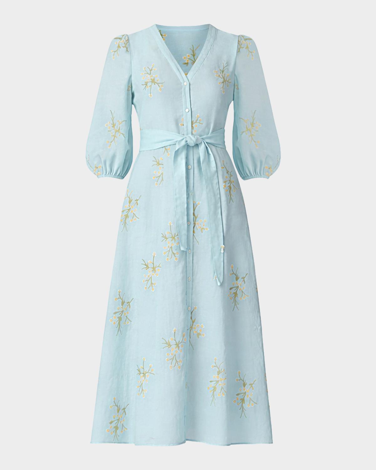 Shoshanna Tallen Floral-Embroidered Midi Dress