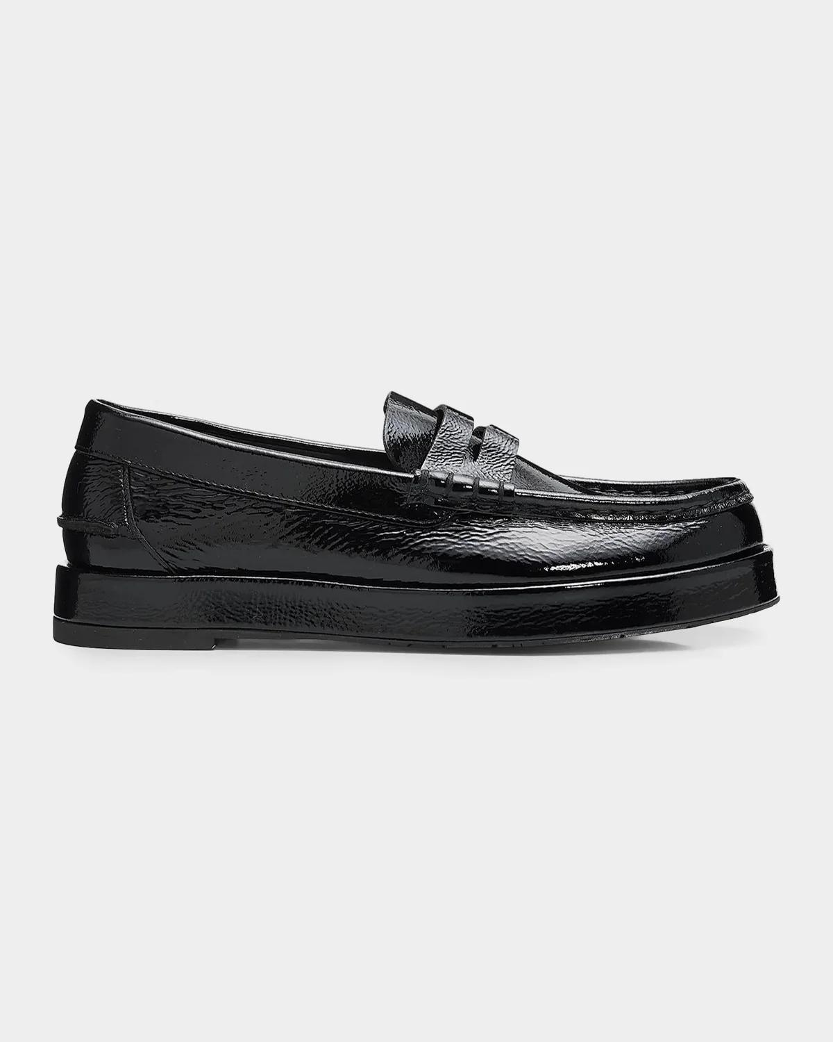 Pedro Garcia Sergia Leather Penny Loafers In Black Cast