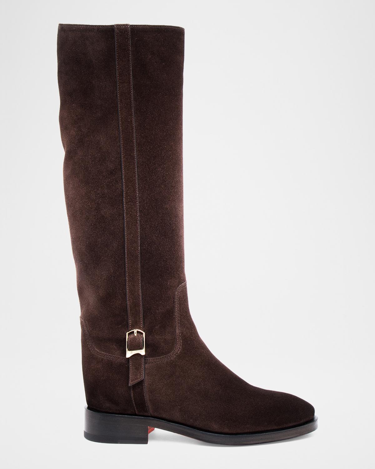 Santoni Suede Buckle Equestrian Boots