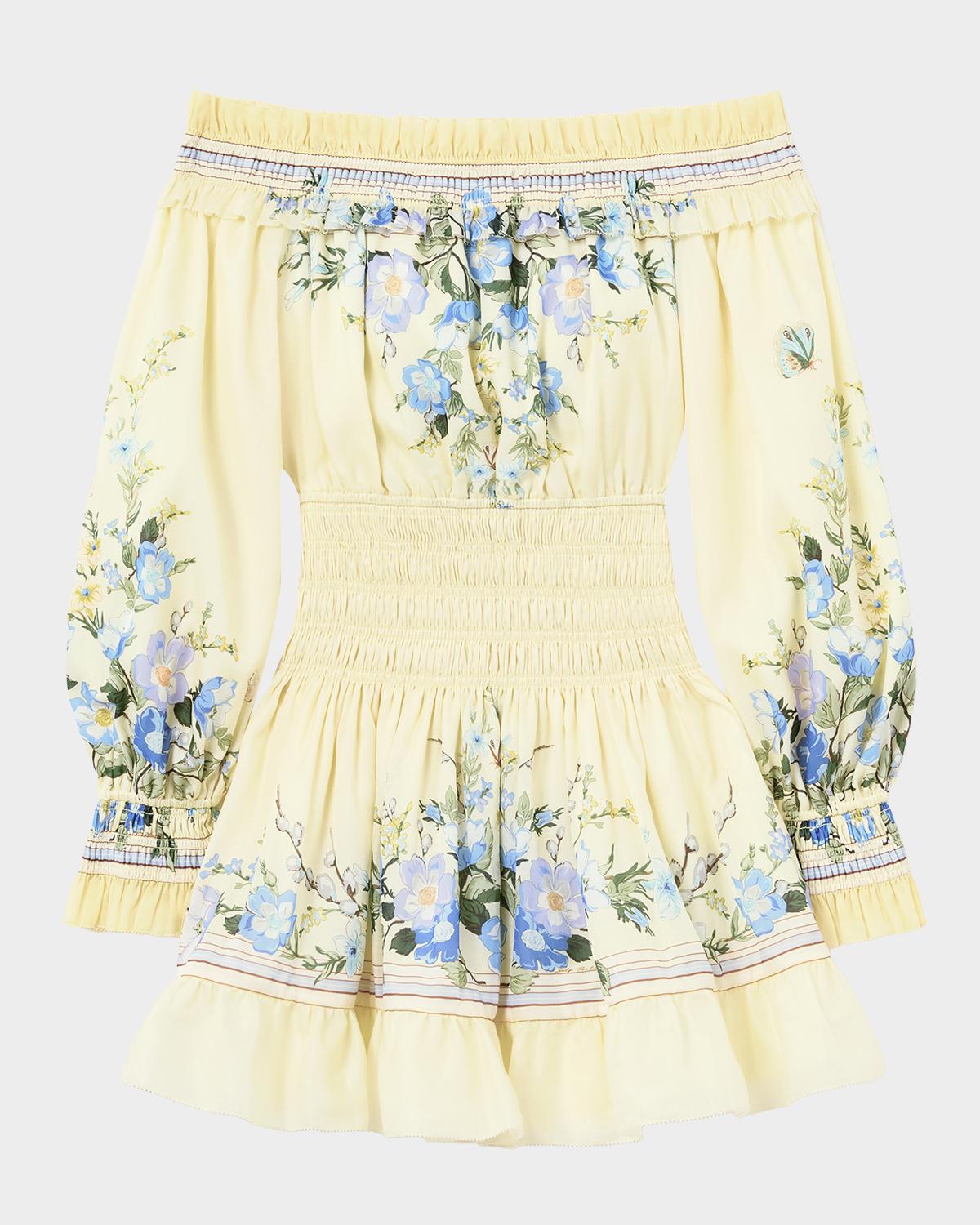 Self-Portrait Floral Organza Ruffle Mini Dress