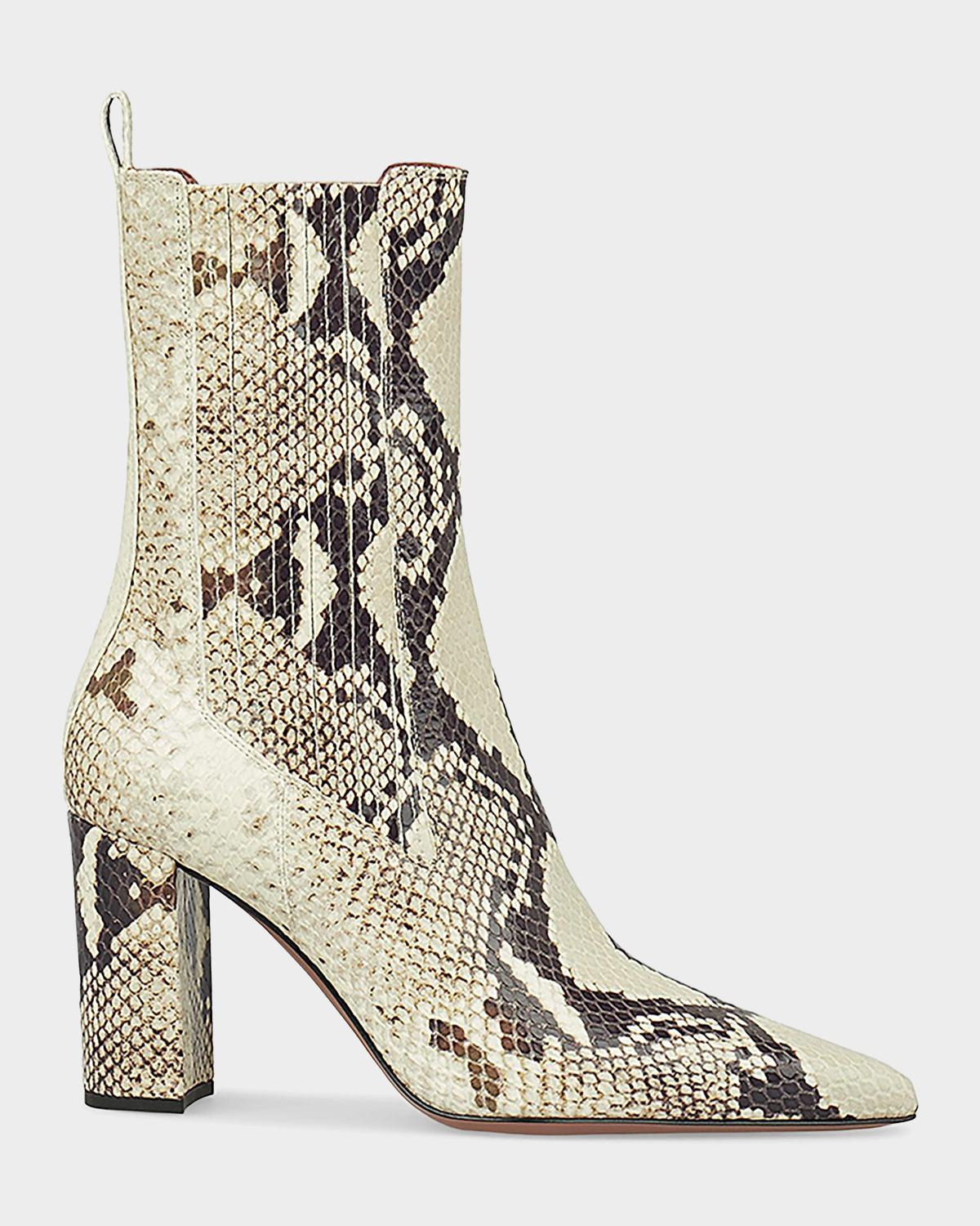 Paris Texas Anja 85MM Snakeskin-Embossed Leather Ankle Boots