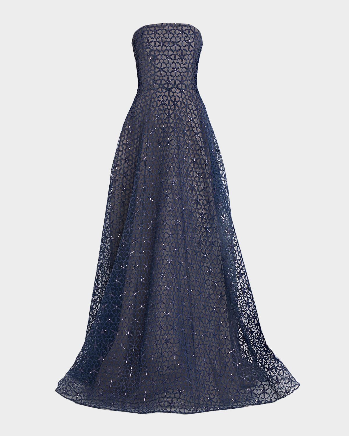 Naeem Khan Strapless Cording Gown