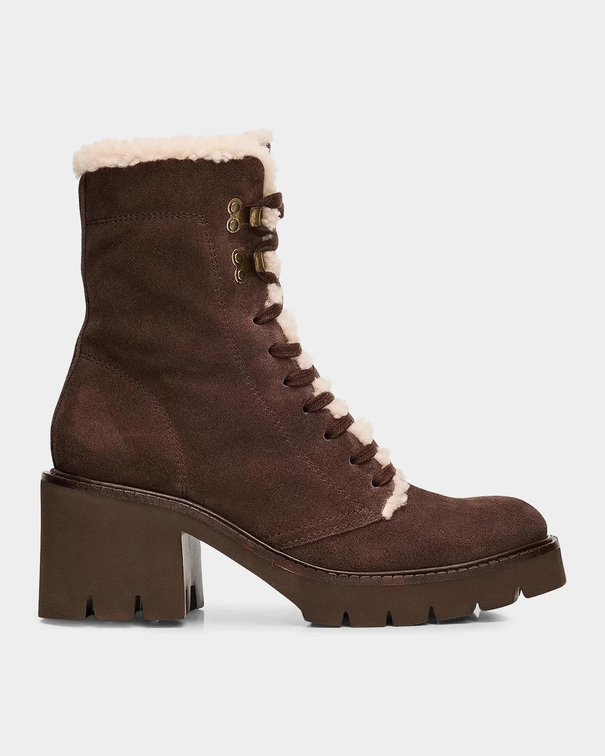 Pedro Garcia Zineta 65mm Shearling-lined Leather Boots In Brown Velo