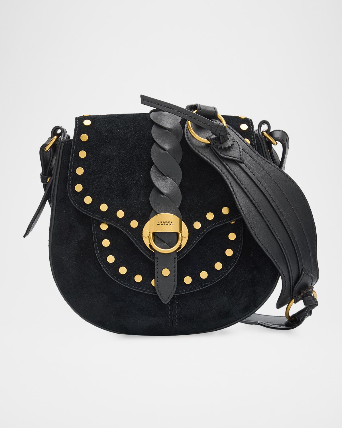 Altay Small Suede Saddle Black Crossbody Bag