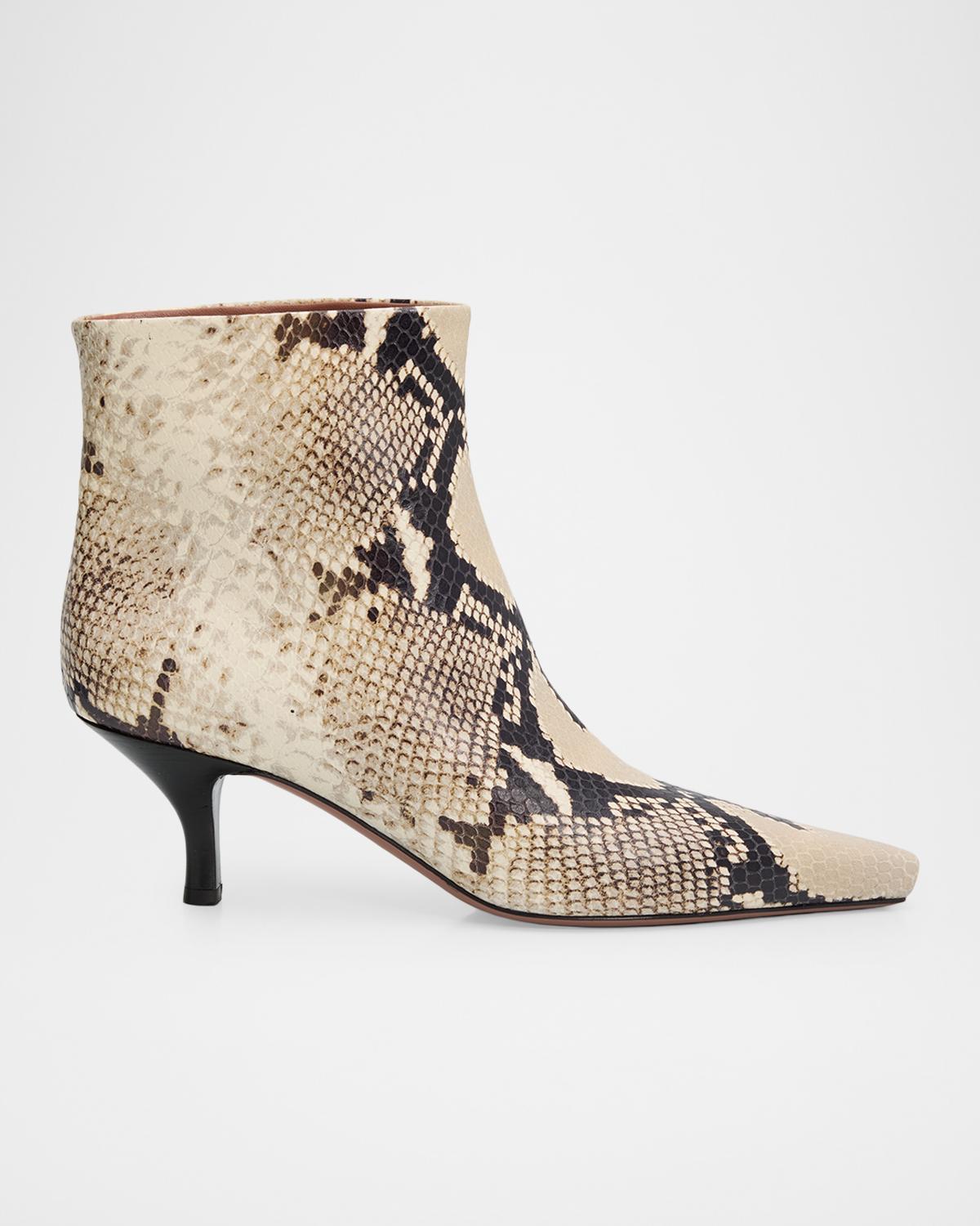 Paris Texas 60mm Rose Snake-Printed Leather Ankle Boots