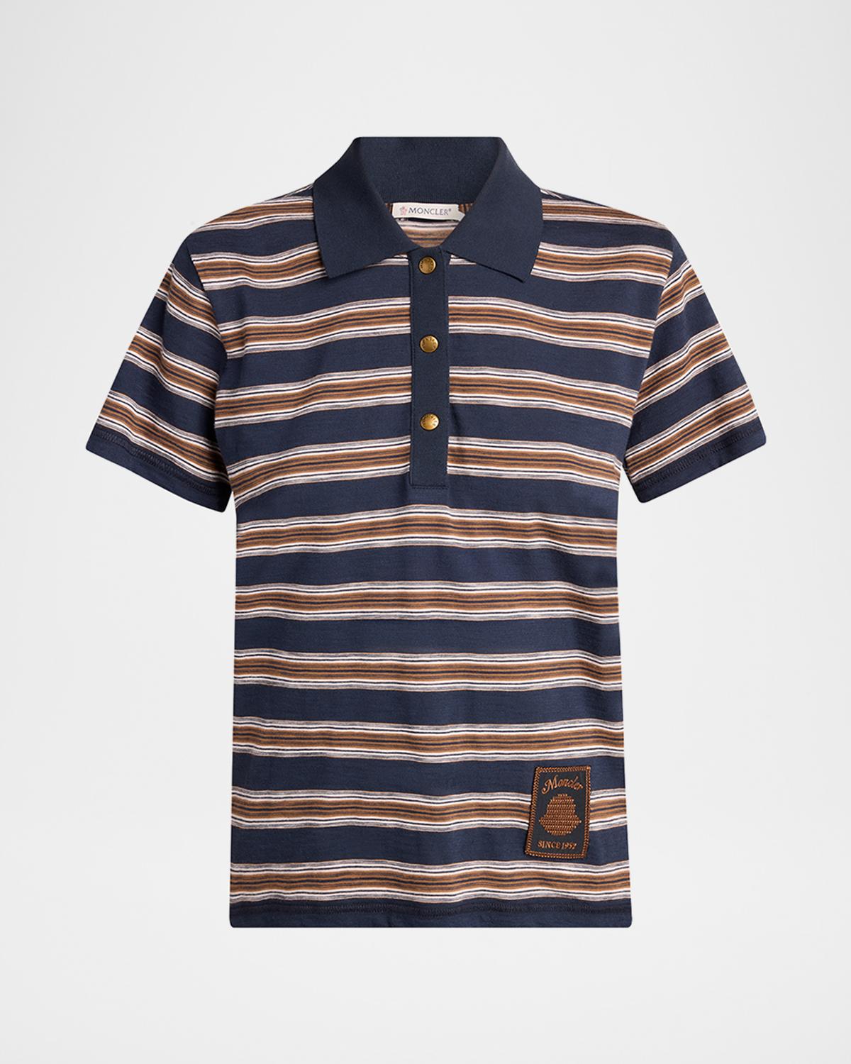 Moncler Striped Short-Sleeve Polo