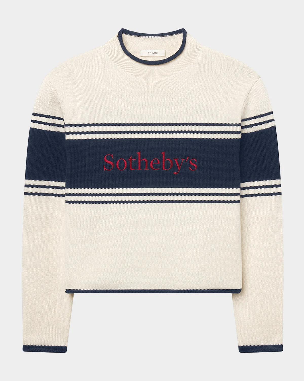 FRAME x Sotheby's Embroidered Striped Cotton Sweater