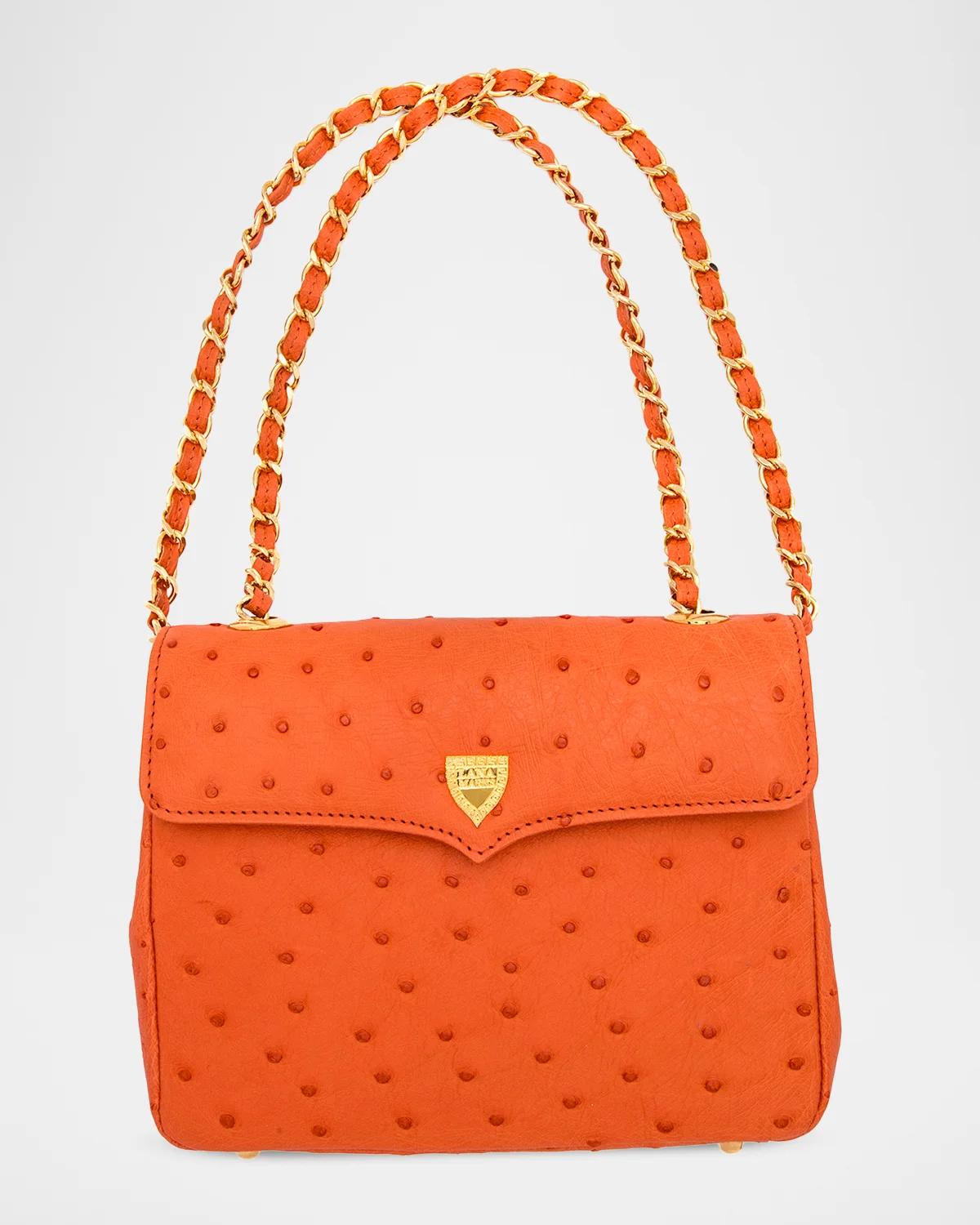 Medium Ostrich Leather Shoulder Bag