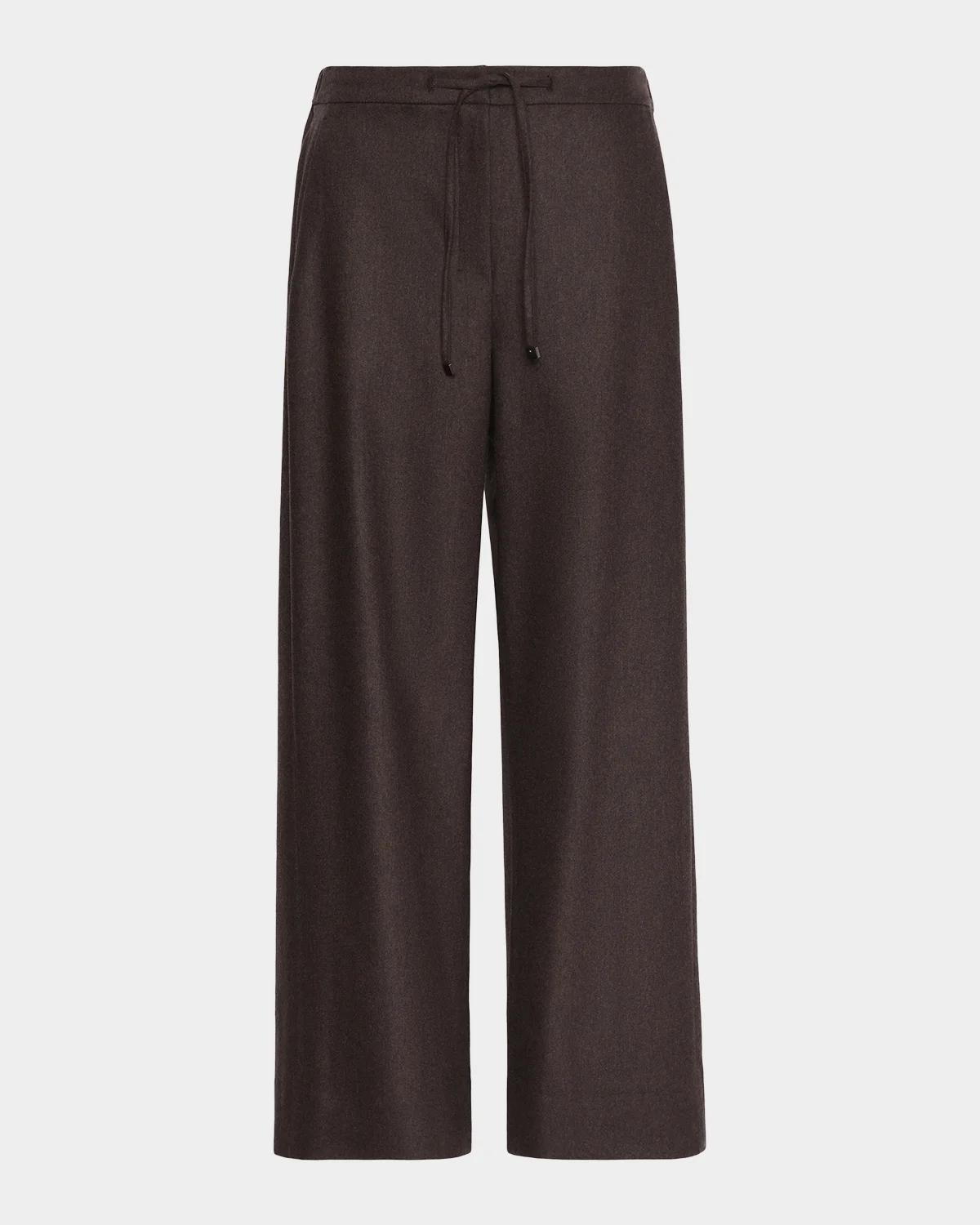 Floria Wool Straight-Leg Ankle Drawstring Pants
