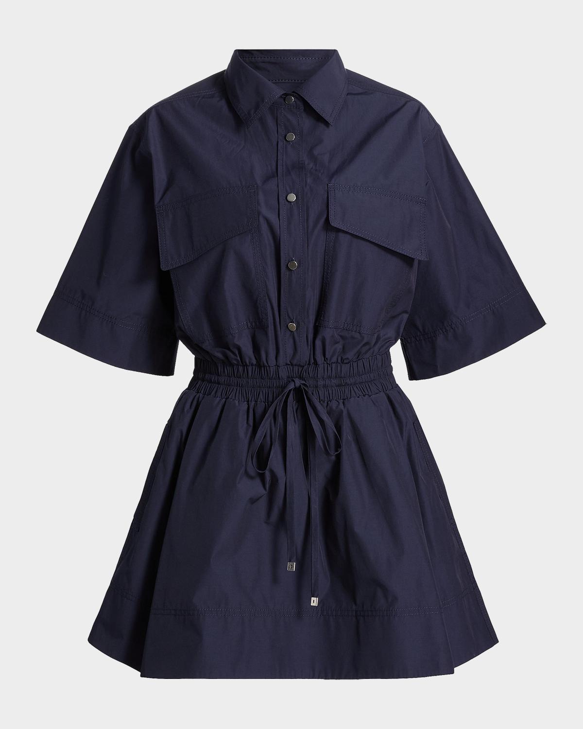 Derek Lam 10 Crosby Sabrina Cotton-Poplin Drawstring Mini Dress