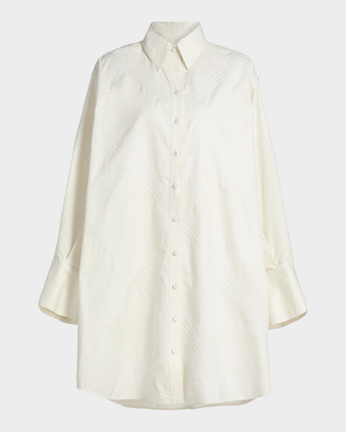 Derek Lam 10 Crosby Piper Embroidered Cotton-Blend Mini Shirtdress