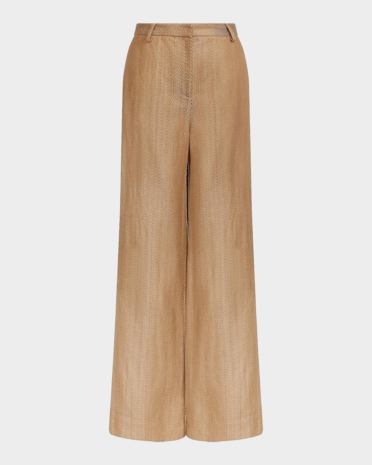 TWP Henry Chevron Linen-Blend Wide-Leg Trousers