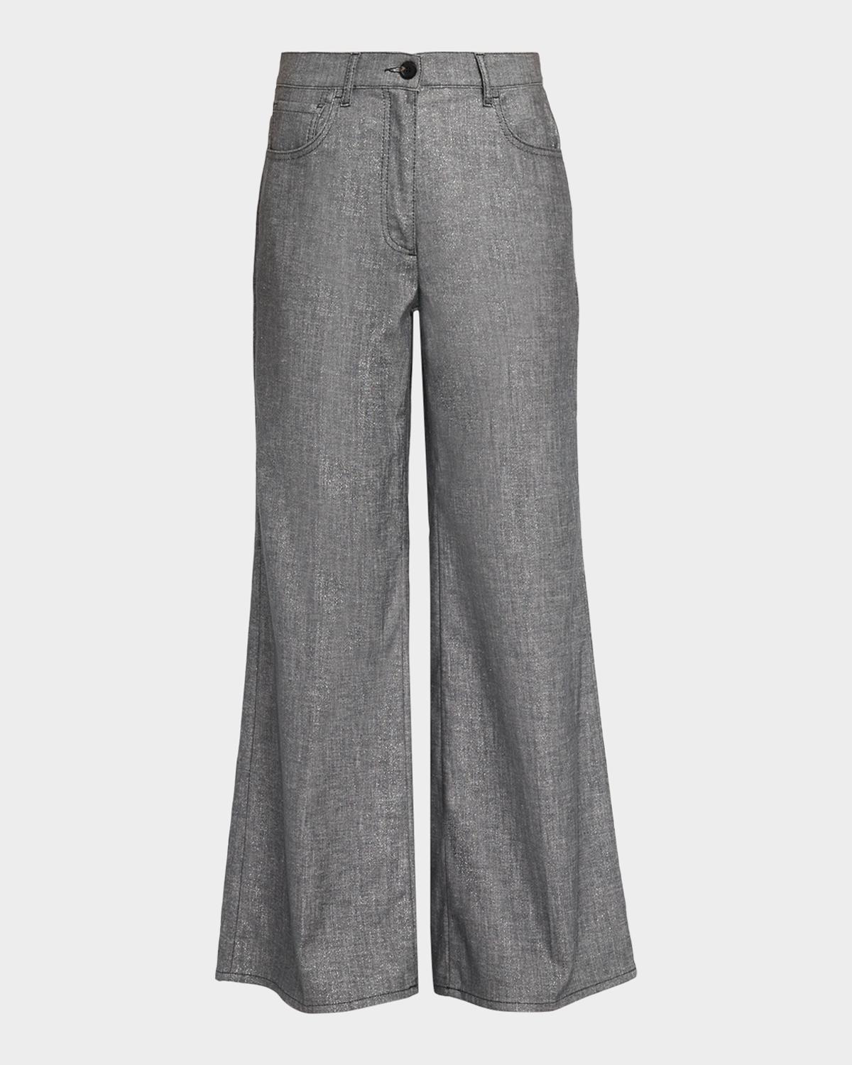 Peserico Wide-Leg Cotton-Blend Pants