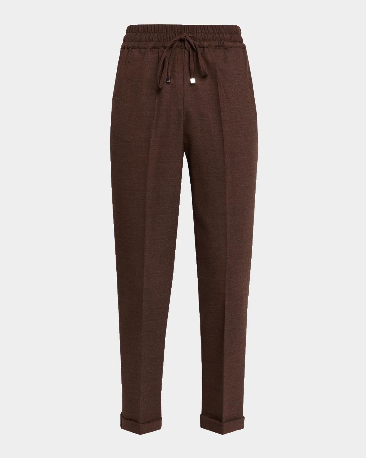 Kiton Virgin Wool-Blend Crop Trousers