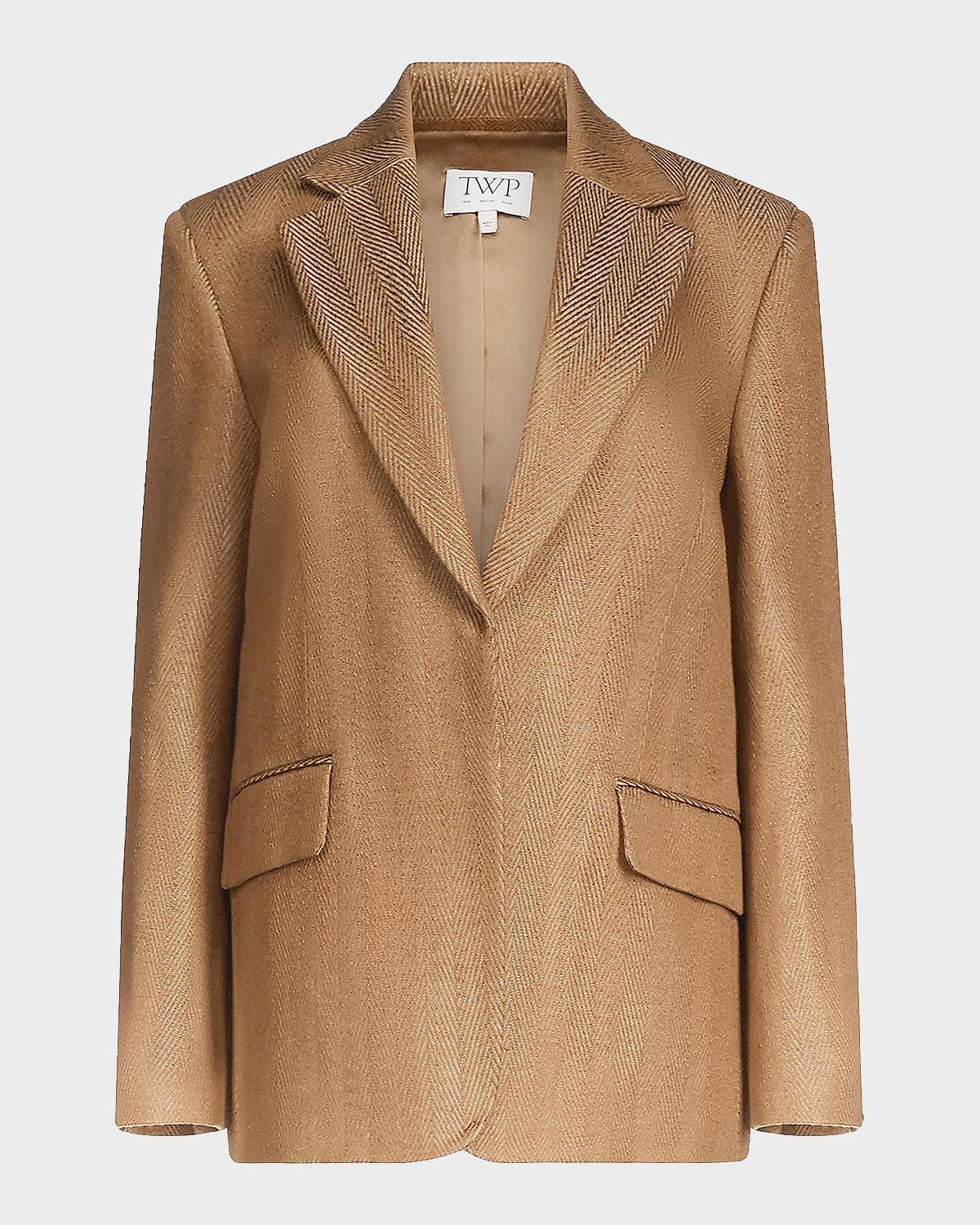 TWP Jillian Herringbone Linen-Blend Blazer