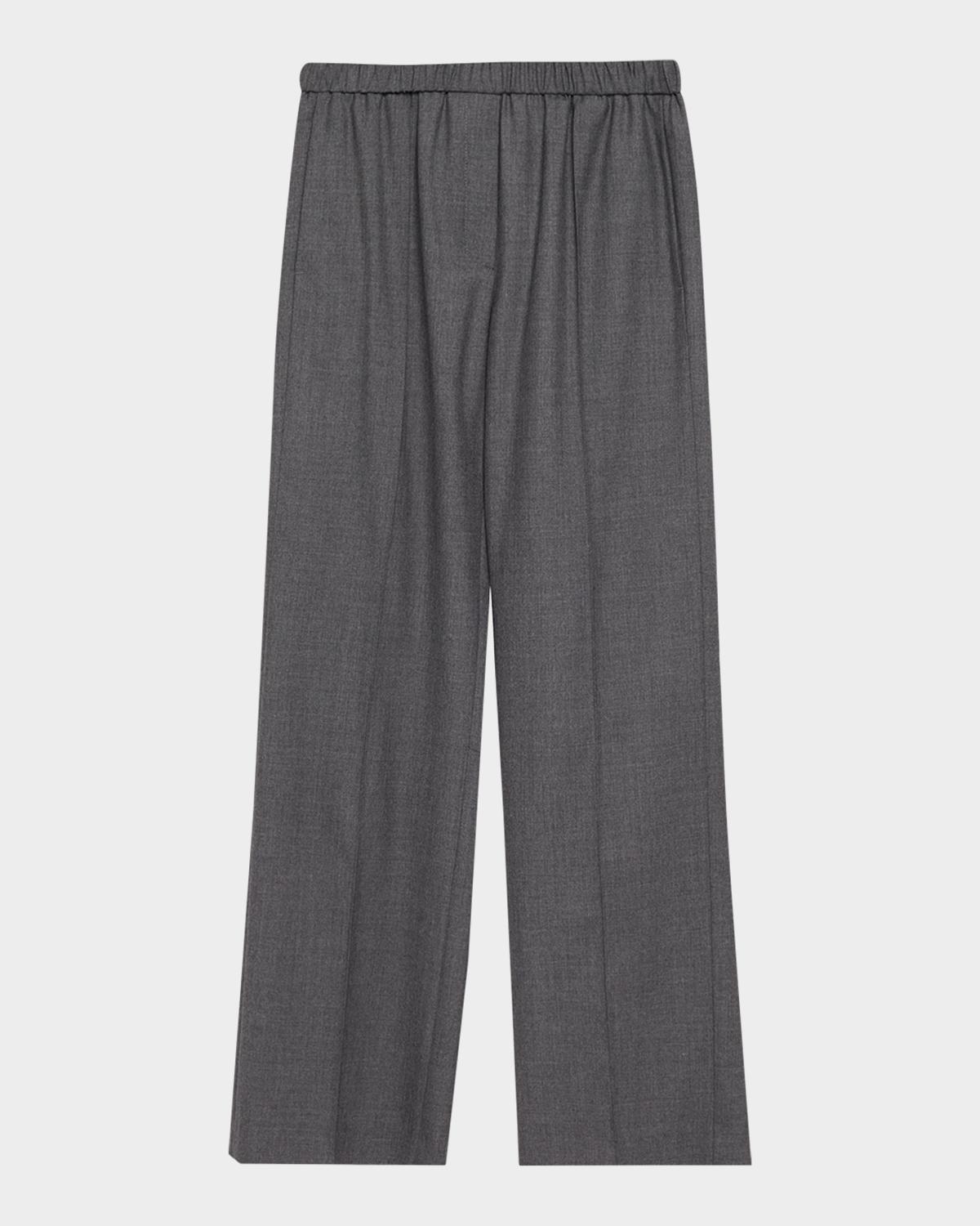 Wide-Leg Stretch Wool Pants