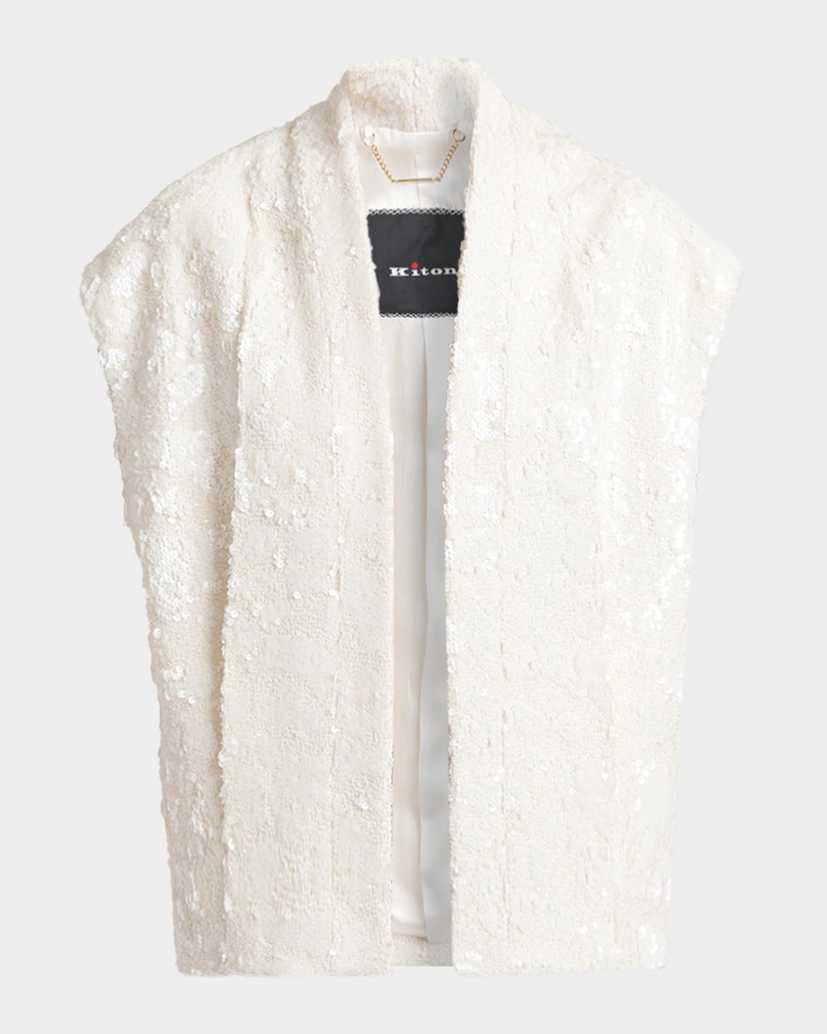 Kiton Sequined Tweed Open Jacket