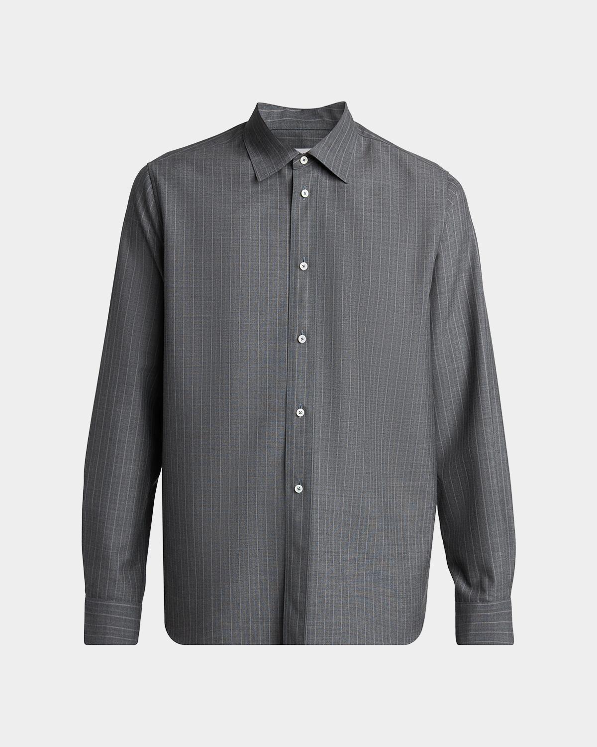 Jil Sander Men's Pinstripe Wool Sport Shirt