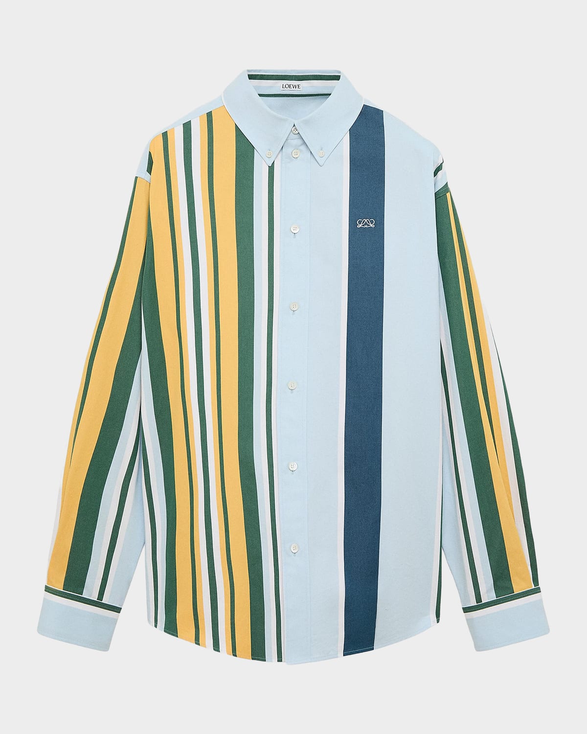 Loewe Men & Apos;s Variegated Stripe Twill Button-down Shirt In Blue Multi