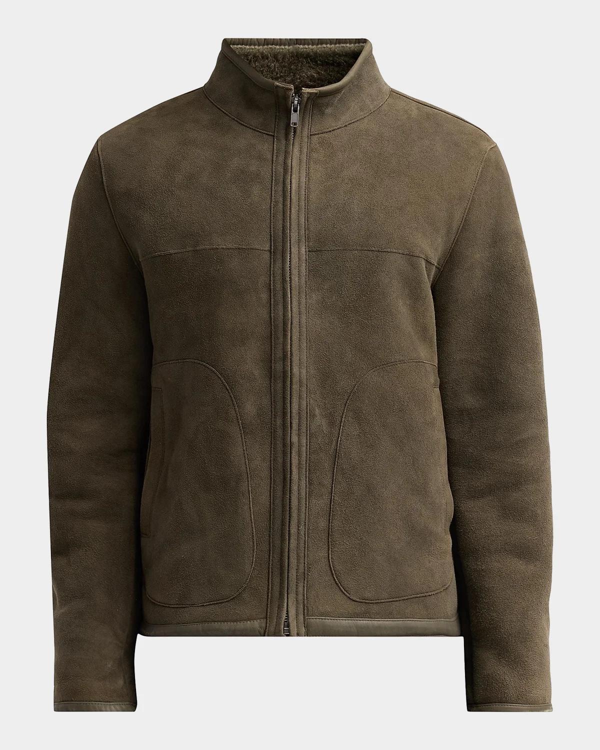 Men & apos;s Suede-Shearling Funnel Neck Jacket