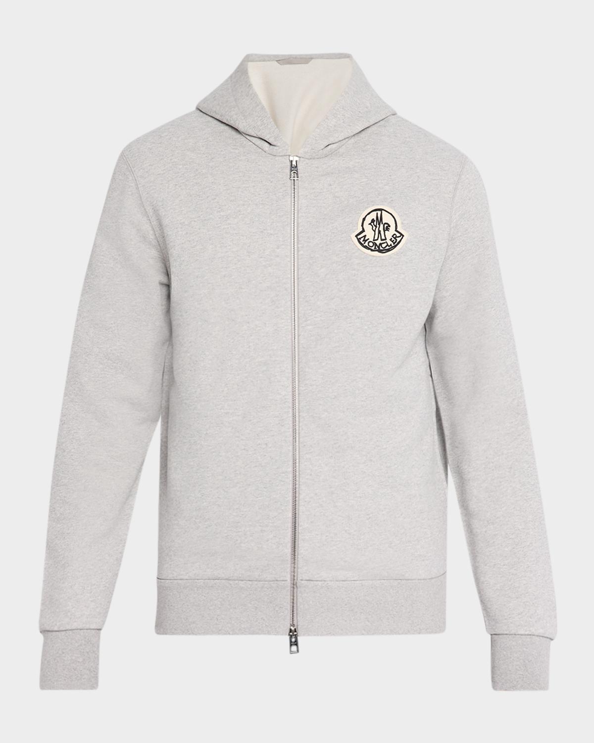 Moncler Men's Sketched Logo Zip-Up Cotton Hoodie