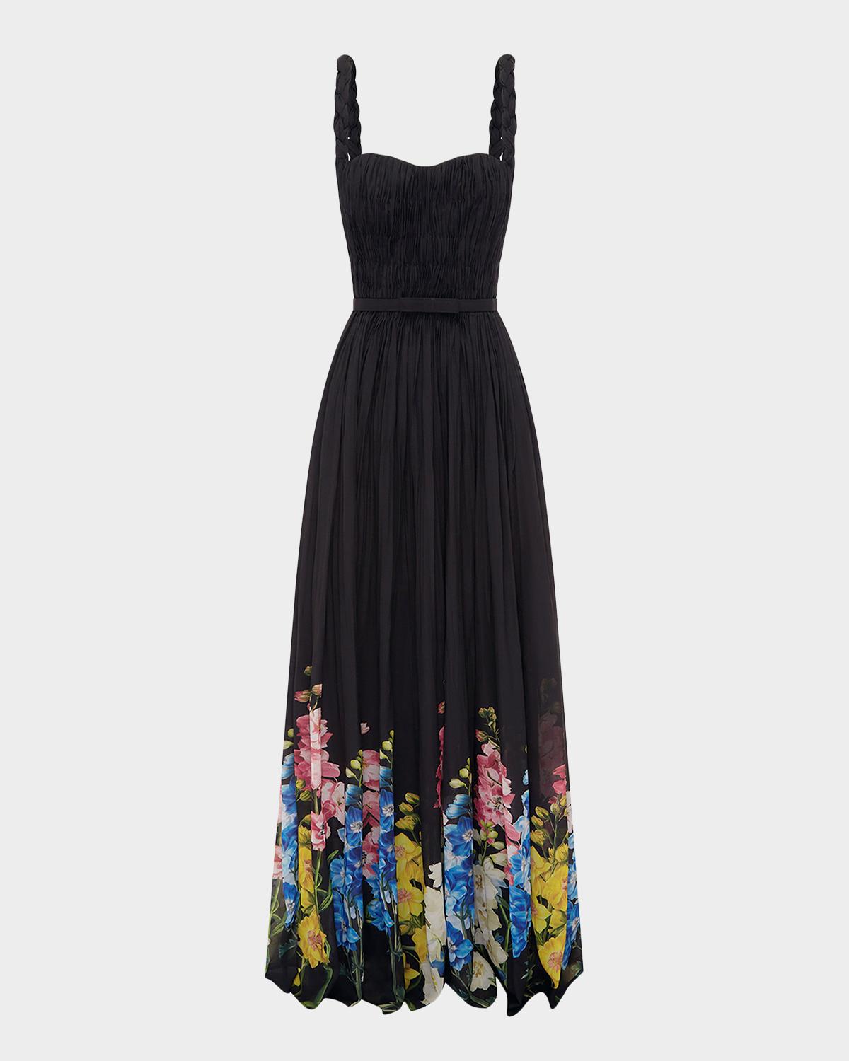 LEO LIN Angelina Ruched Floral-Print Maxi Dress