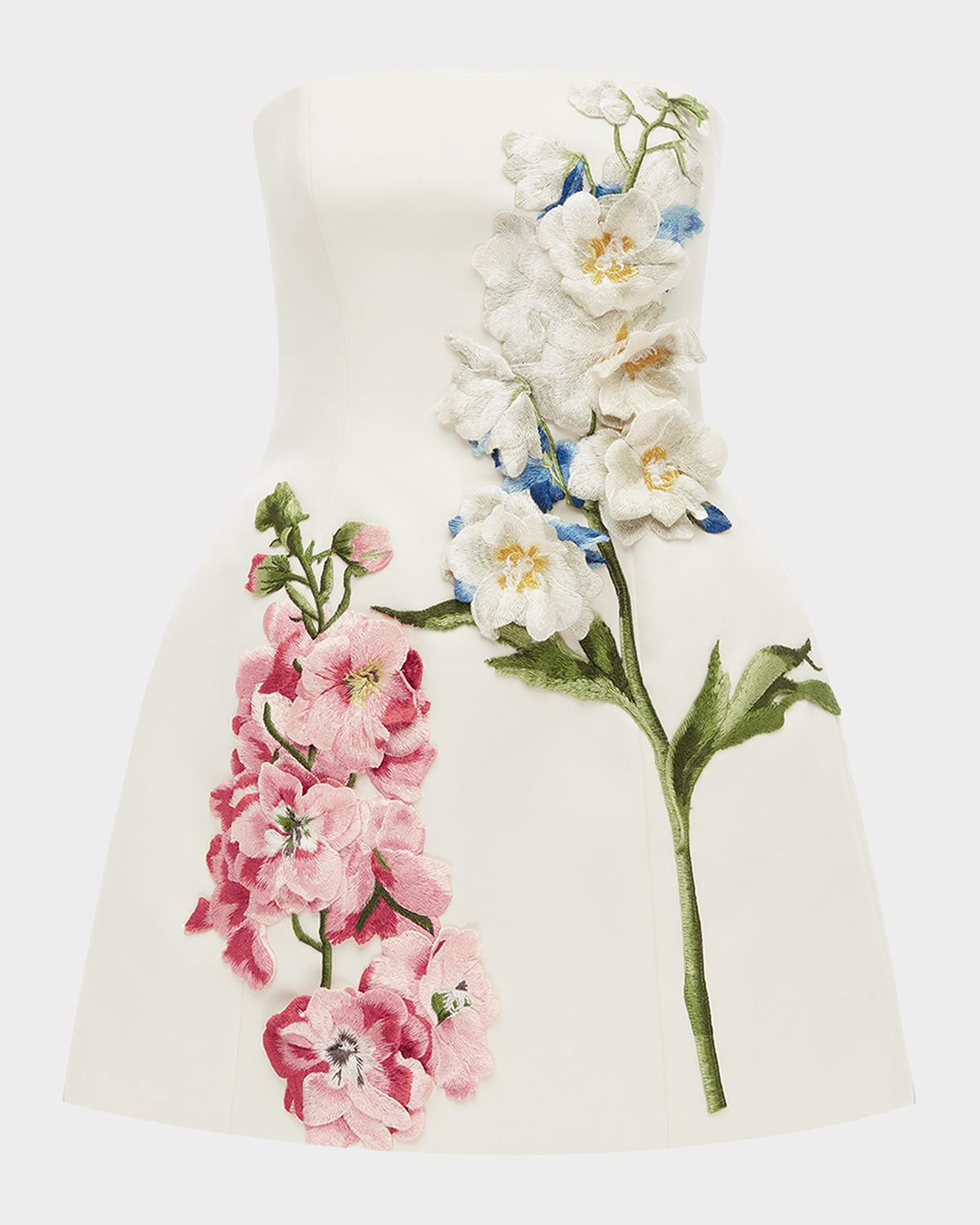 LEO LIN Roselle Strapless Embroidered Bustier Mini Dress