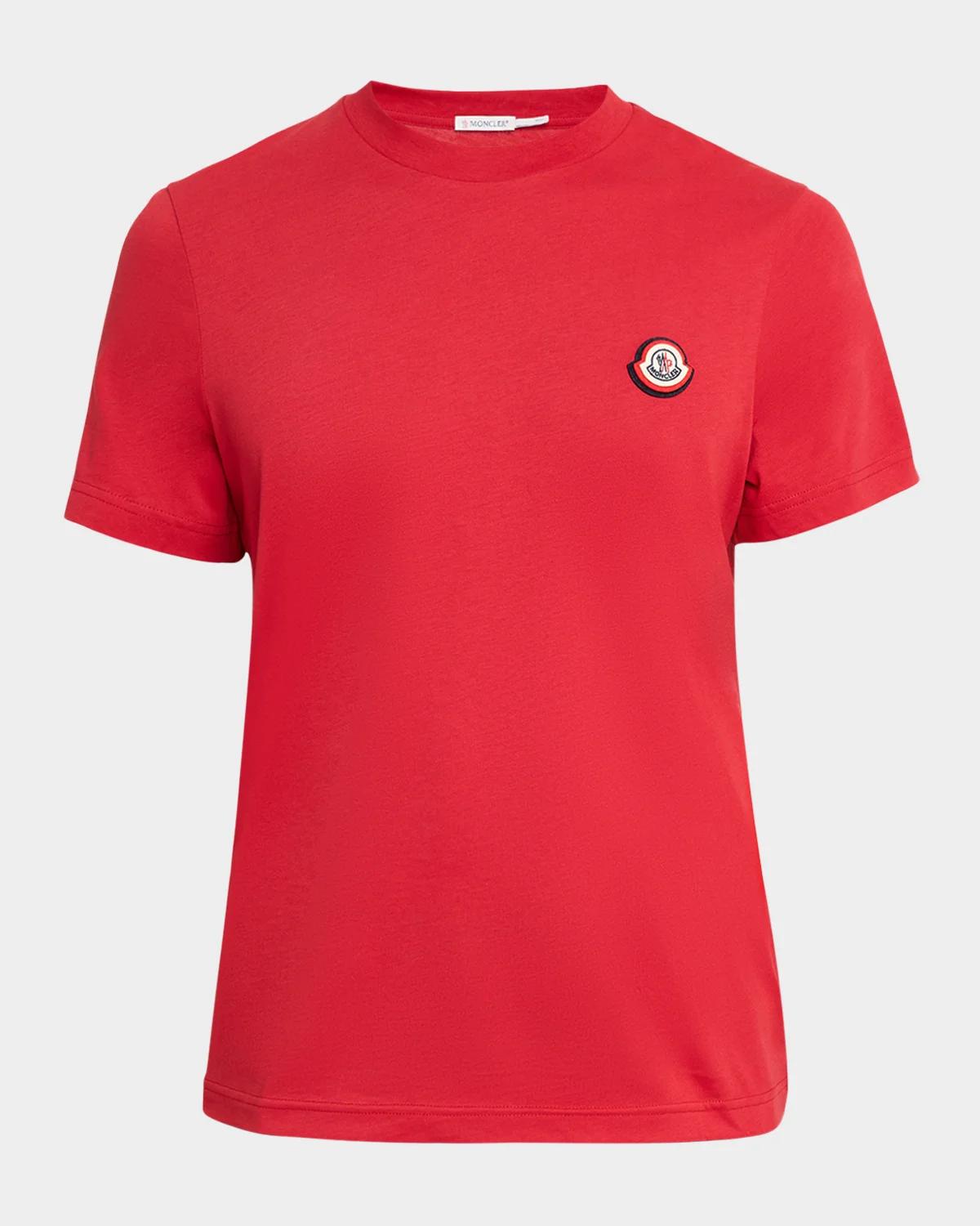 Moncler Logo Cotton Jersey T-shirt In Red