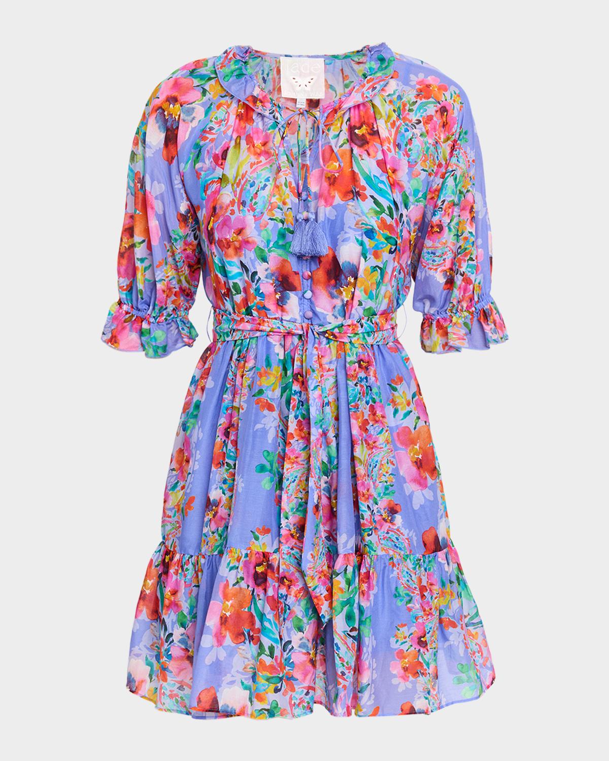 Johnny Was Suzy Floral-Print Ruffle Mini Dress