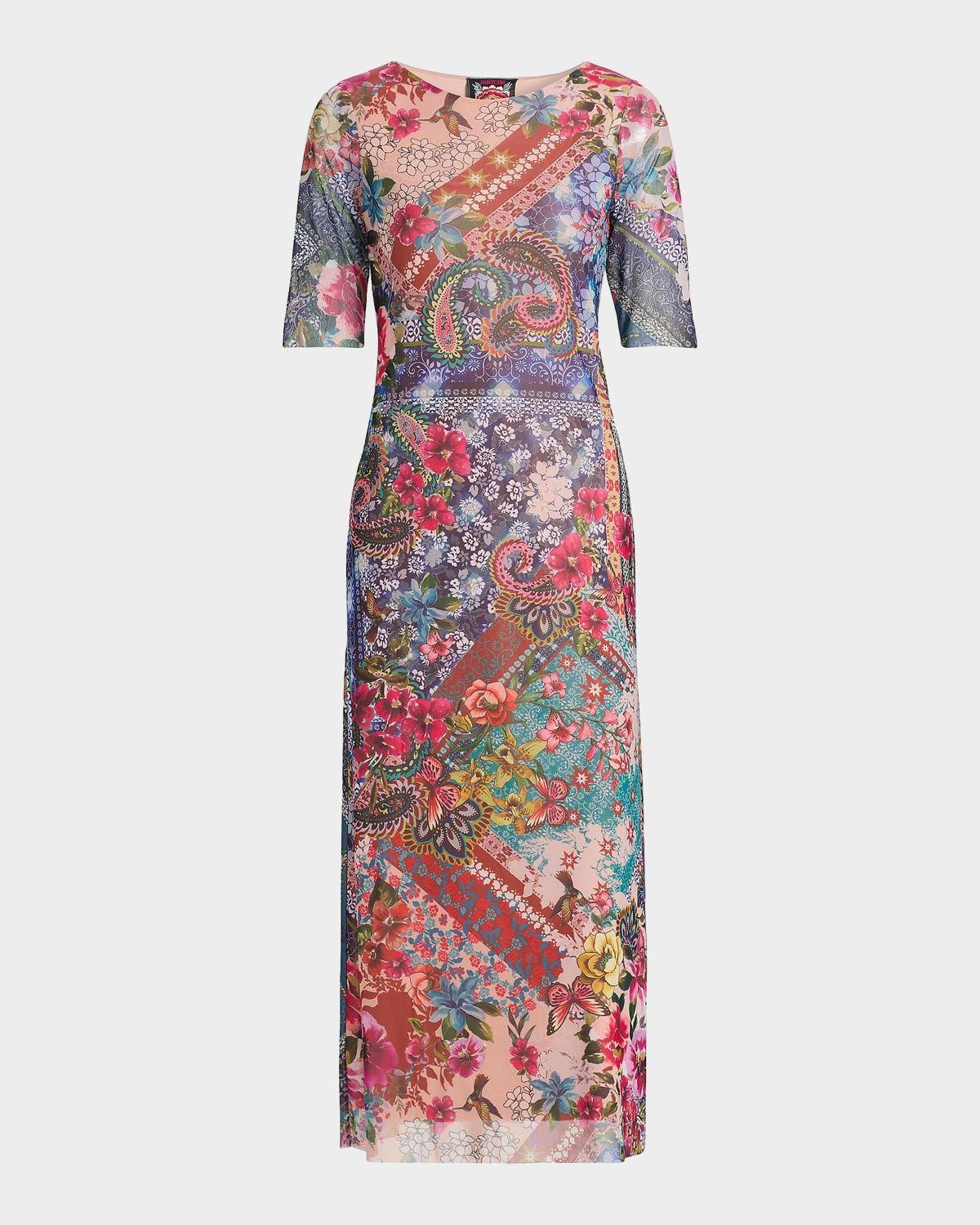 Johnny Was Astrid Evie Printed A-Line Midi Dress