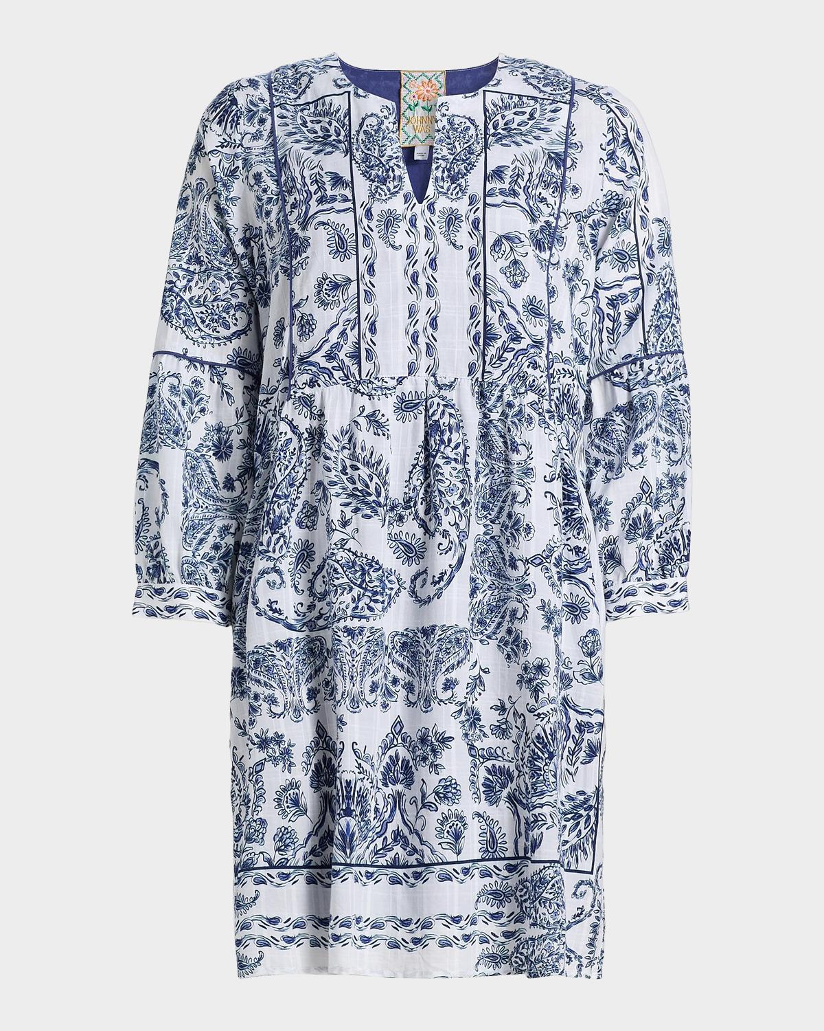 Johnny Was Jaden Printed A-line Mini Dress