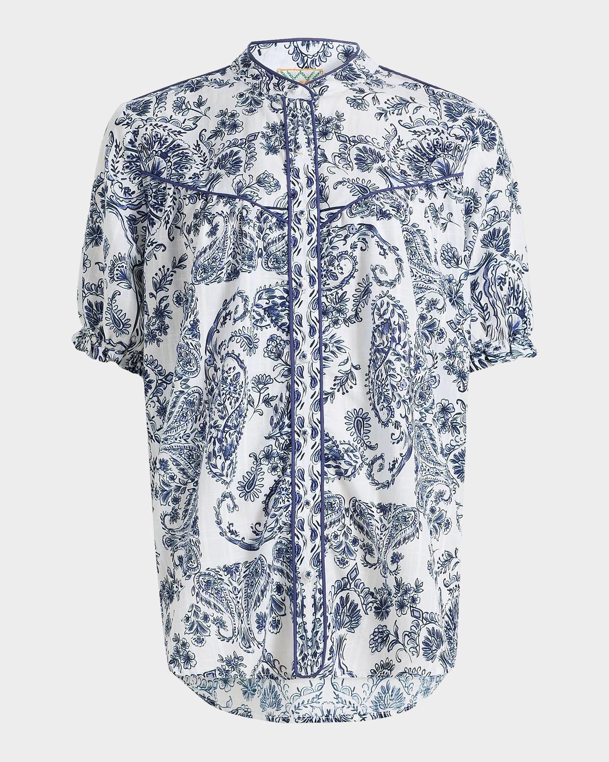 Johnny Was Jaden Western Shirred Yoke Blouse