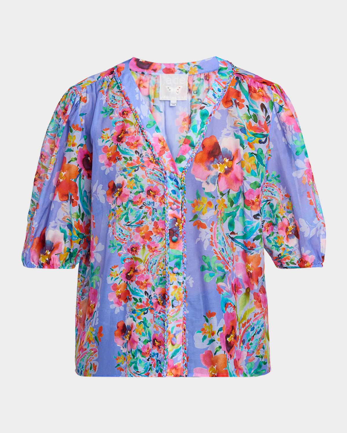 Johnny Was Mirrian Floral Cotton-Silk Blouse