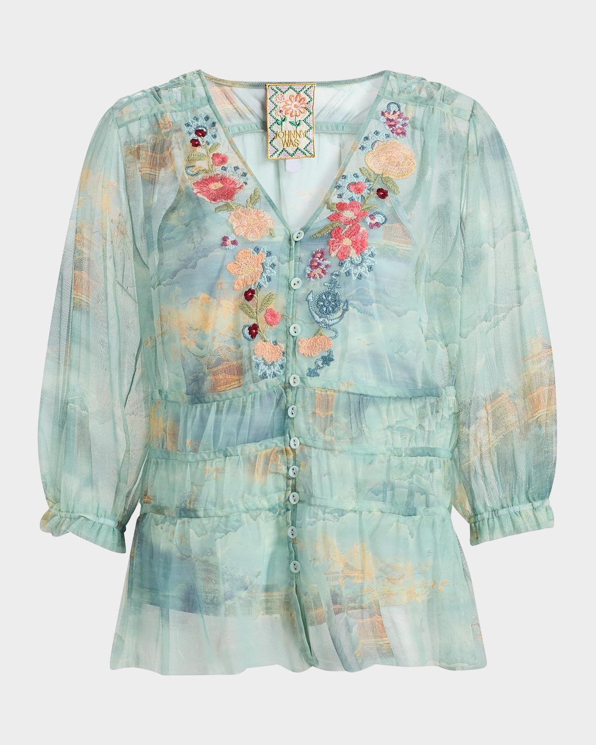 Johnny Was Mazzy Enrika Embroidered Blouse