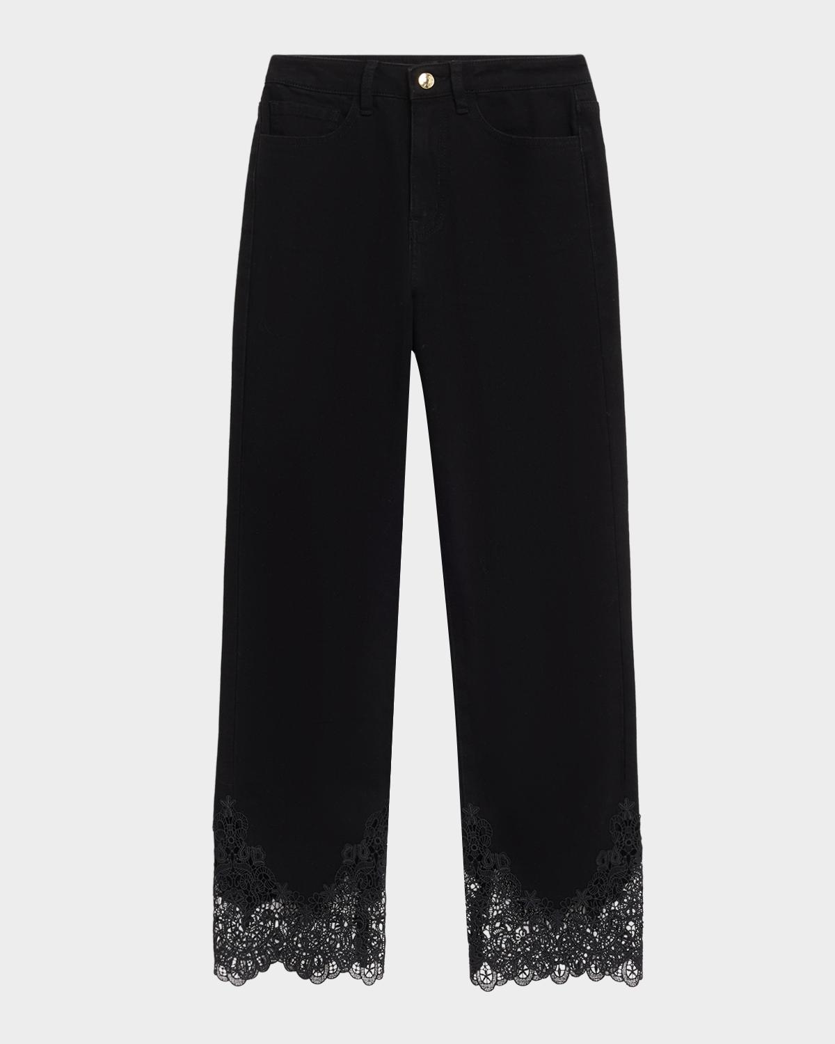 Generation Love Bellatrix Straight Cropped Lace-Trim Jeans